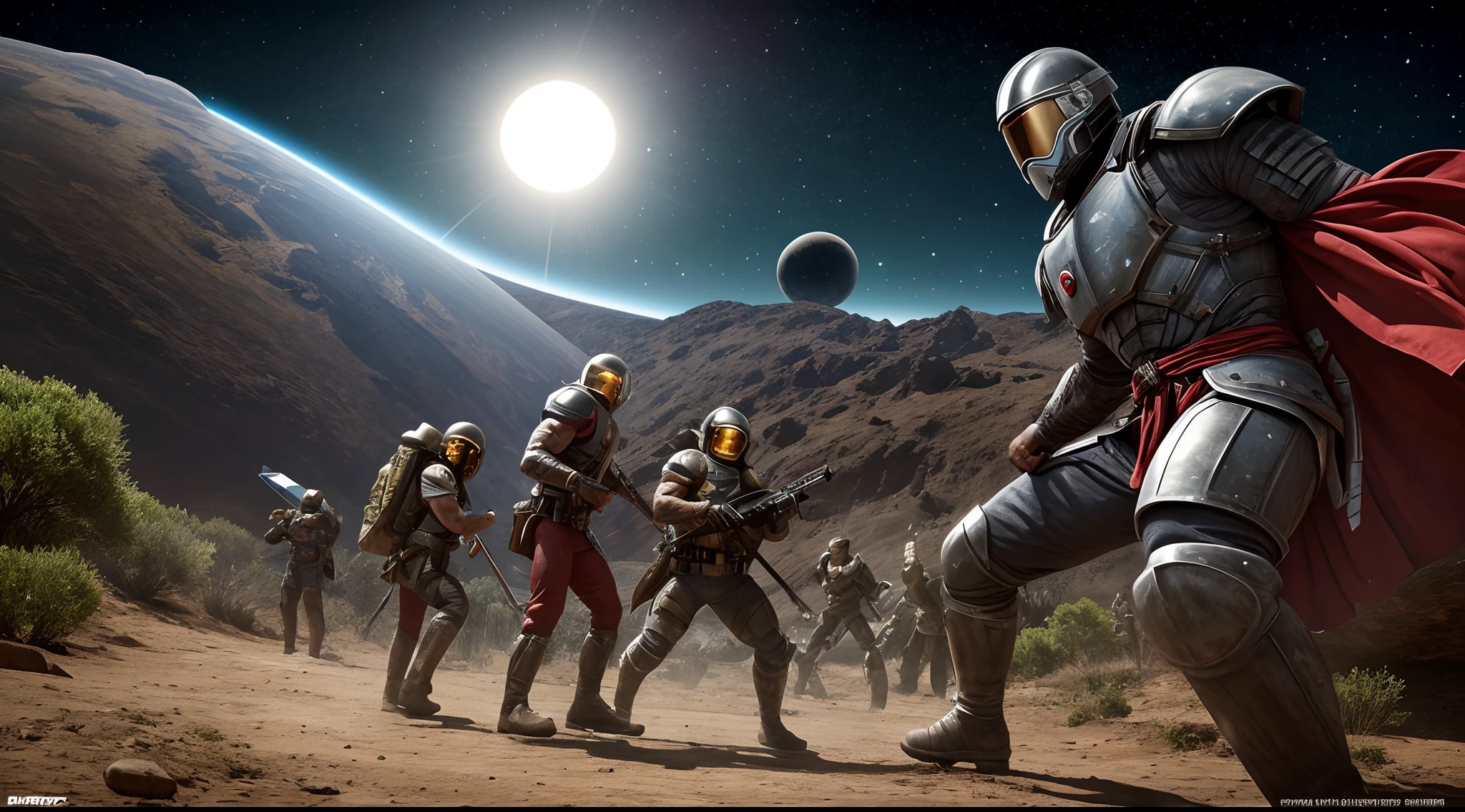 Quadrinho 1:
[Imagem de um planeta desolado e sombrio, com invasores invasores atacando]

Narrador: Em um universo distante, There was a planet threatened by invaders from other solar systems.

Quadrinho 2:
[Image of a muscular traveler in gray armor arriving on the planet in his spaceship]

Narrador: Mas, em meio ao caos, A fearless hero emerges, conhecido como o Viajante Musculoso!

Quadrinho 3:
[Image of the Muscular Traveler face the invaders with his strength and skill]

Narrador: With his superhuman strength and incredible abilities, He confronts the invaders with authority and determination.

Quadrinho 4:
[Image of the Muscular Traveler threatens the leader of the invaders]

Narrador: The Muscular Traveler discovers that behind the entire invasion is an evil leader who wishes to control the planet.

Quadrinho 5:
[Image of the Muscular Traveler defeating the leader of the invaders]

Narrador: in an epic battle, the Muscular Traveler fights the leader of the invaders, using his cunning and strength.

Quadrinho 6:
[Image of the Muscular Traveler celebrating victory with the inhabitants of the planet]

Narrador: With the defeat of the leader, The invaders are driven off the planet, and the Muscular Traveler is hailed as a true hero by the inhabitants.

Quadrinho 7:
[Image of the Muscular Traveler setting off in his spaceship for the next planet]

Narrador: With your mission accomplished, the Muscular Traveler sets out on his spaceship to protect other planets threatened by evil invaders.

Quadrinho 8:
[Imagem do Viajante Musculoso observando um novo planeta em perigo]

Narrador: E assim, the Muscular Traveler continues his intergalactic journey, sempre pronto para salvar planetas e garantir a paz no universo!

Fim.