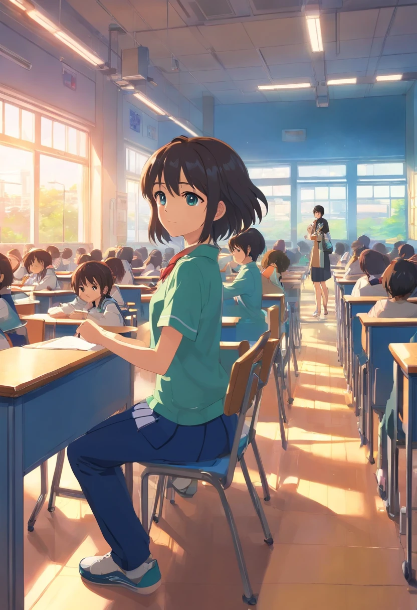 Anime dentro da escola , classe de fundo da classe anime, Aula com alunos