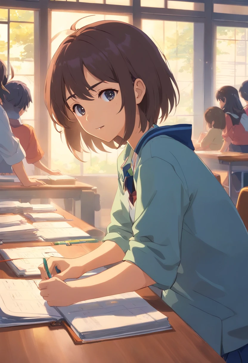 Anime dentro da escola , classe de fundo da classe anime, Aula com alunos