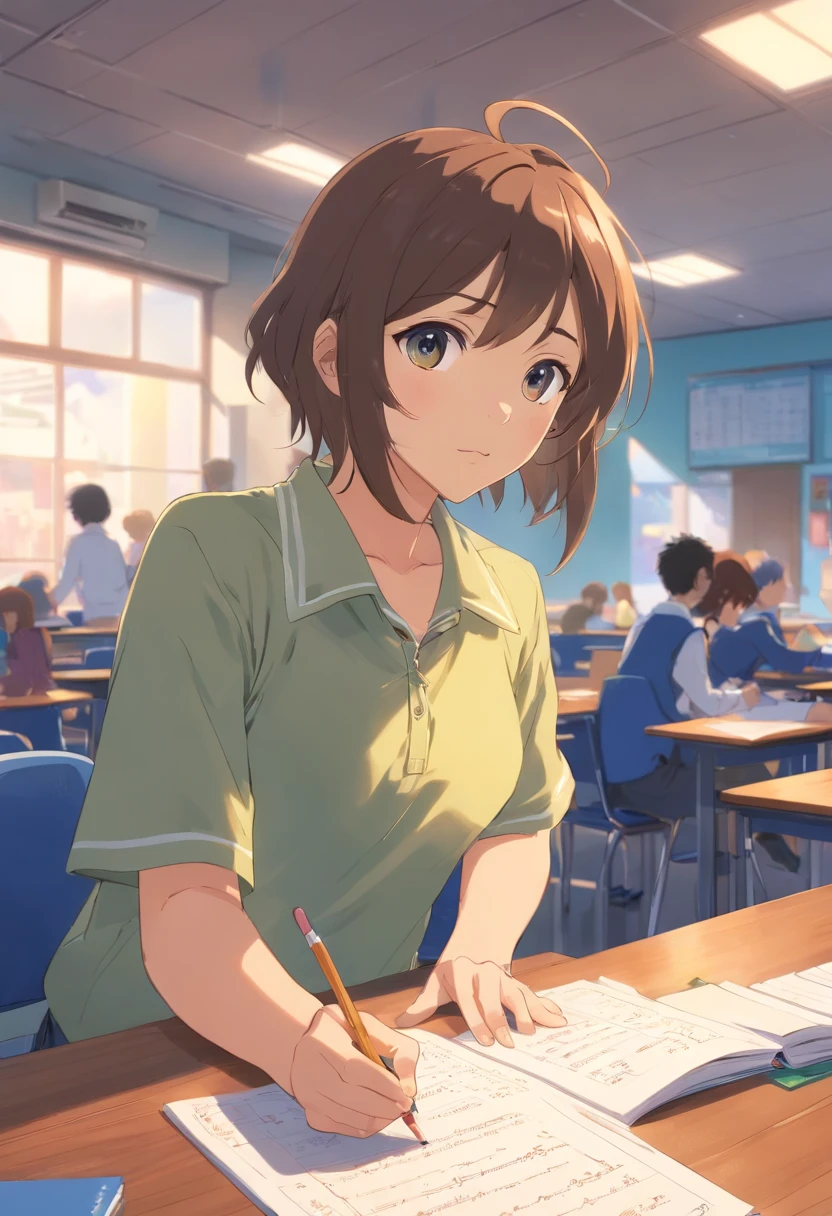 Anime dentro da escola , classe de fundo da classe anime, Aula com alunos