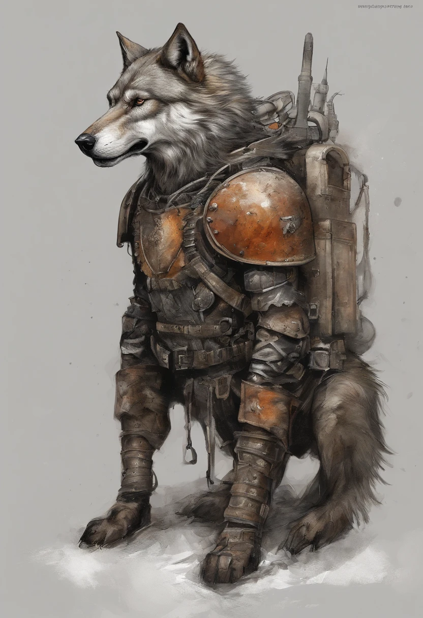 top-quality, Dramatic Lighting, menacing pose, fierce look, epic atmosphere, (((Helmet in the shape of a wolf's head))), (((Full body shot))),Wolves made of metal, cyborgs, Cyberpunk style, Clockwork, ((Intricate details)), nffsw, ((Intricate details, hyperdetails)), incandescent lamps, cinematic shot, Vignette, bokeh effect beckground, (dogy), (Full body shot).