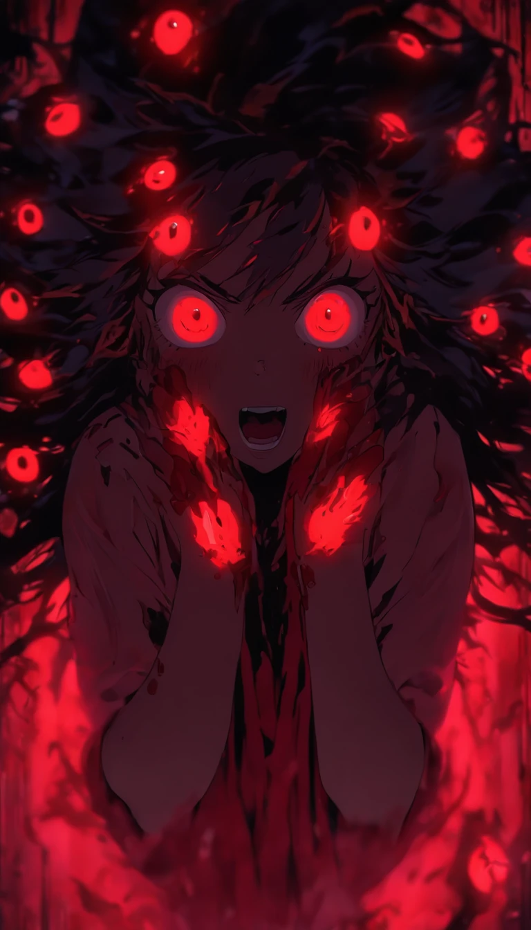 living flesh amalgam, multiple eyes, Eyes, staring at camera, Monster