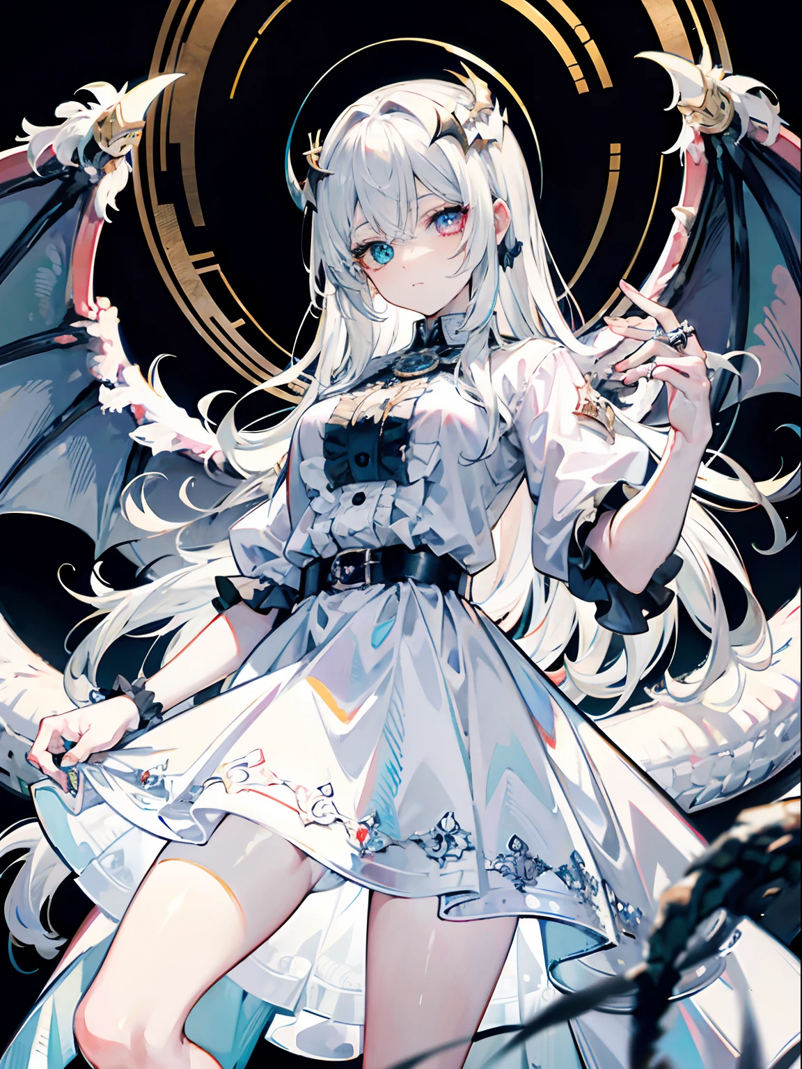 Looks holy monster angel,His eyes were waiting for heterochromia,His entire body consists of a huge one-eyed eye,There is a metal ring around one eye,The ring crawls with the eyeball,Dragons have many wings on the white holy angel