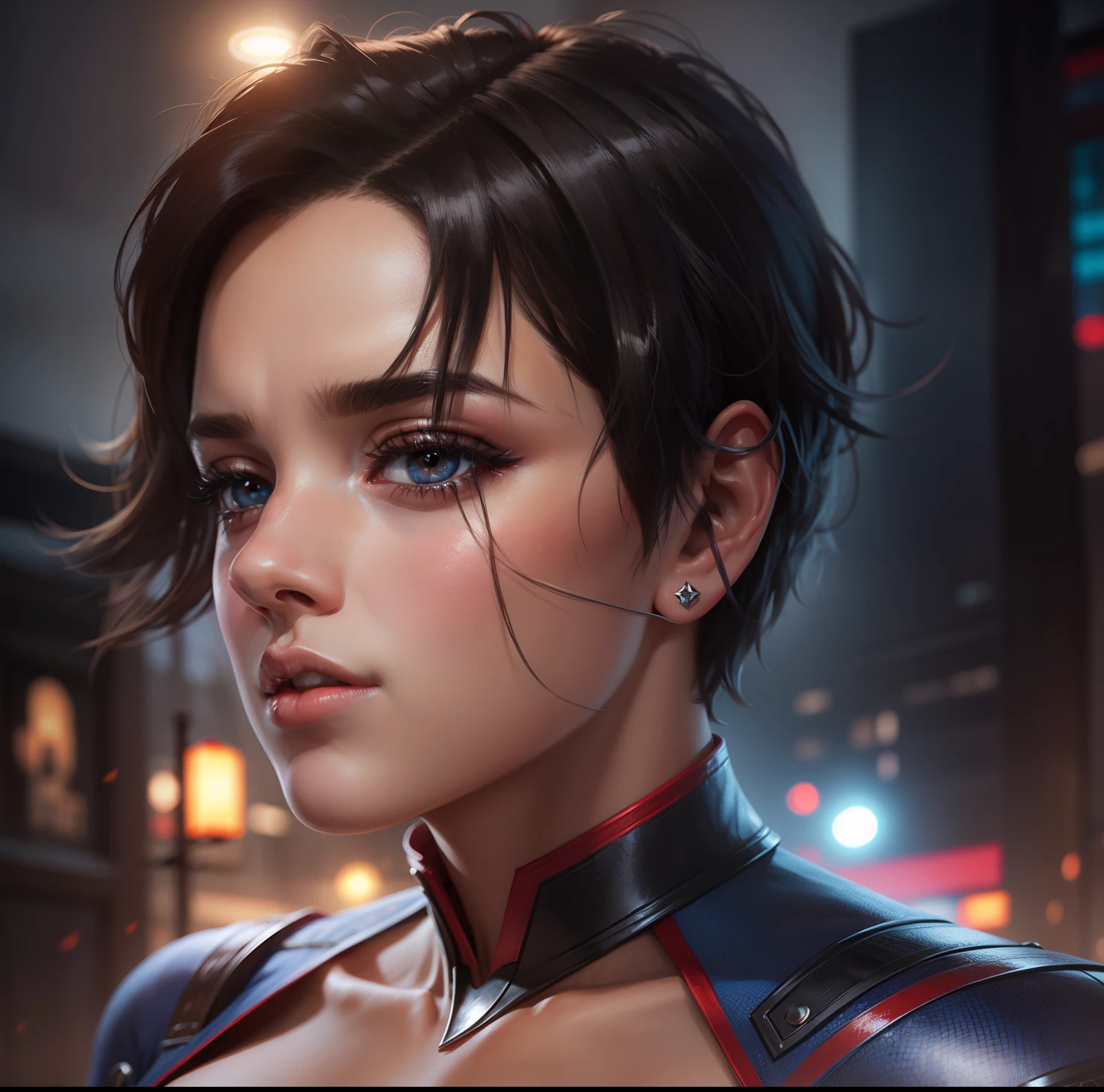 Super girl with short hair 4K high detail realistic face hd realistic face