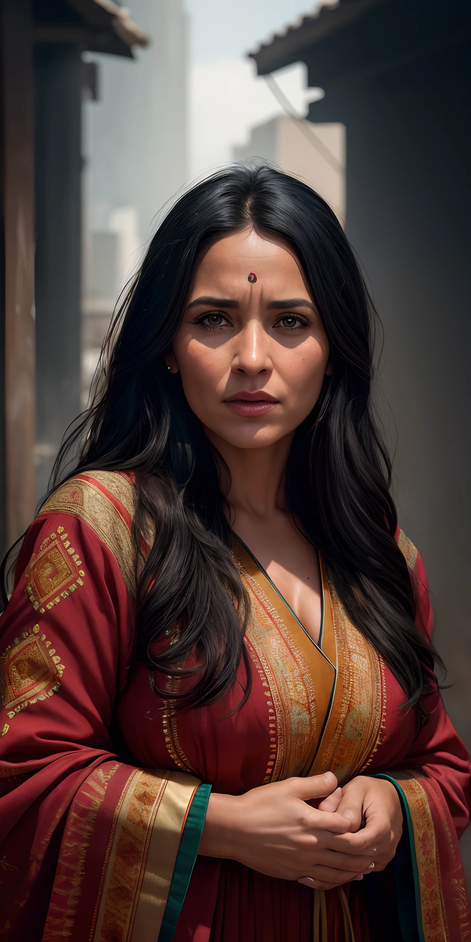 beautiful 35 years old lady, wearing traditional kaftaan dress, nice long dark hair combed back, outdoor photoshoot, photorealistic, photo, masterpiece, realistic, realism, photorealism, high contrast, photorealistic digital art trending on Artstation 8k HD high definition detailed realistic, detailed, skin texture, hyper detailed, realistic skin texture, armature, best quality, ultra high res, (photorealistic:1.4),, high resolution, detailed, raw photo, sharp re, by lee jeffries nikon d850 film stock photograph 4 kodak portra 400 camera f1.6 lens rich colors hyper realistic lifelike texture dramatic lighting unrealengine trending on artstation cinestill 800,