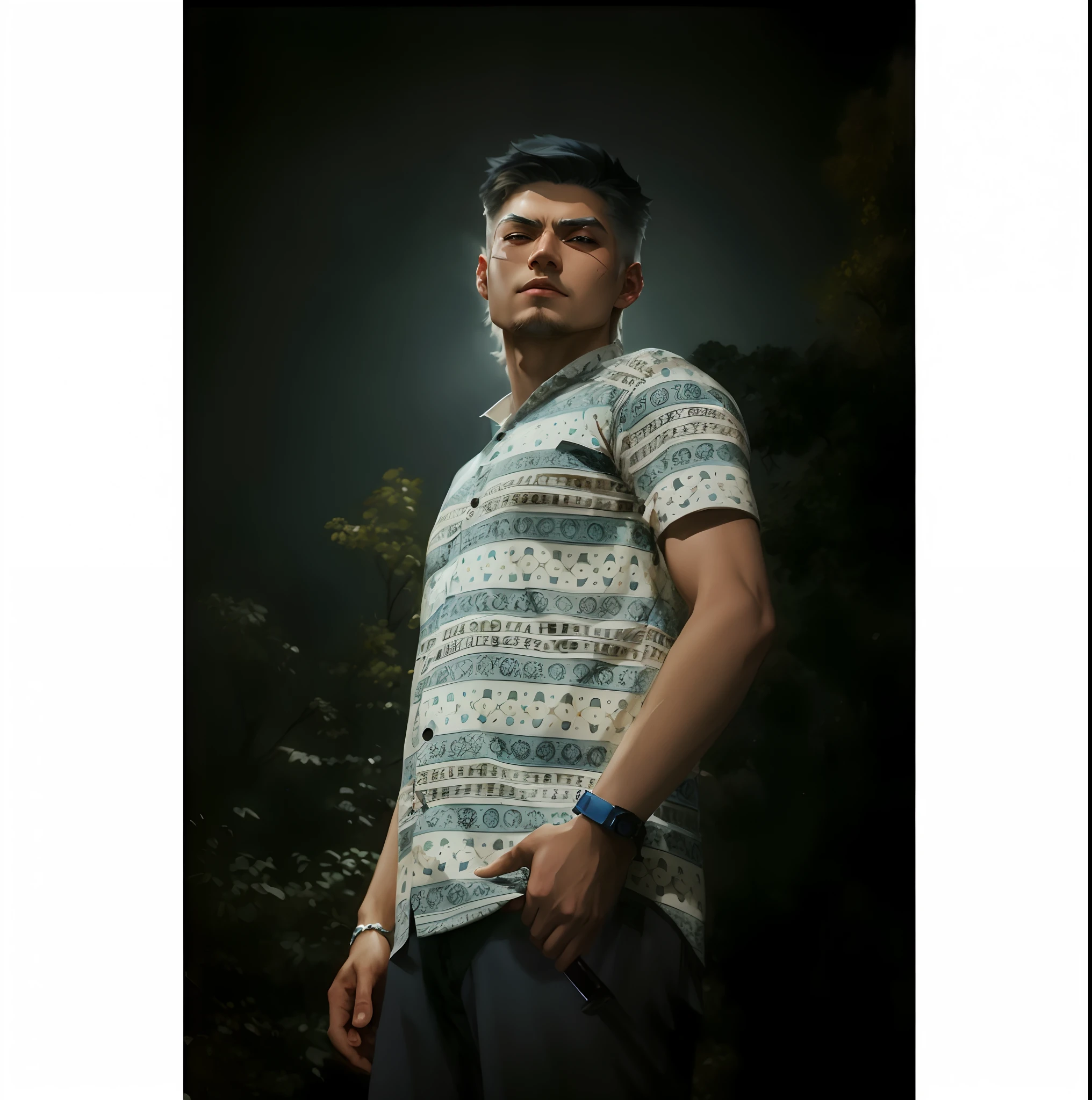 Masterpiece, absurdres, fine detail, HDR,
solo, looking at viewer, short hair, bangs, simple background, black hair, 1boy, white background, hair between eyes, jewelry, closed mouth, jacket, male focus, earrings, grey background, black eyes, coat, black jacket, black shirt, portrait, black coat, realistic, FH