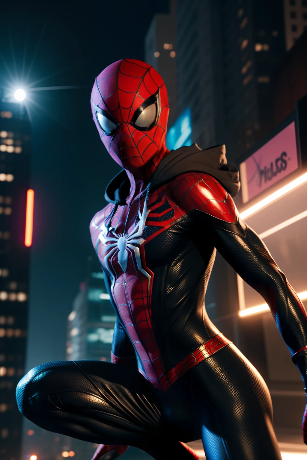 Spider-Man Woman - Spider-Man and Spider-Man - Man in the Dark City, Spider - a style of poetic art, Into the Spider Universe, Spider Universe, In Spider Verse, futuristic style spiderman, miles morales!!!, 3840 x 2160, 3840x2160, miles morales, HQ 4K обои, rendered in sfm, Super detailed render