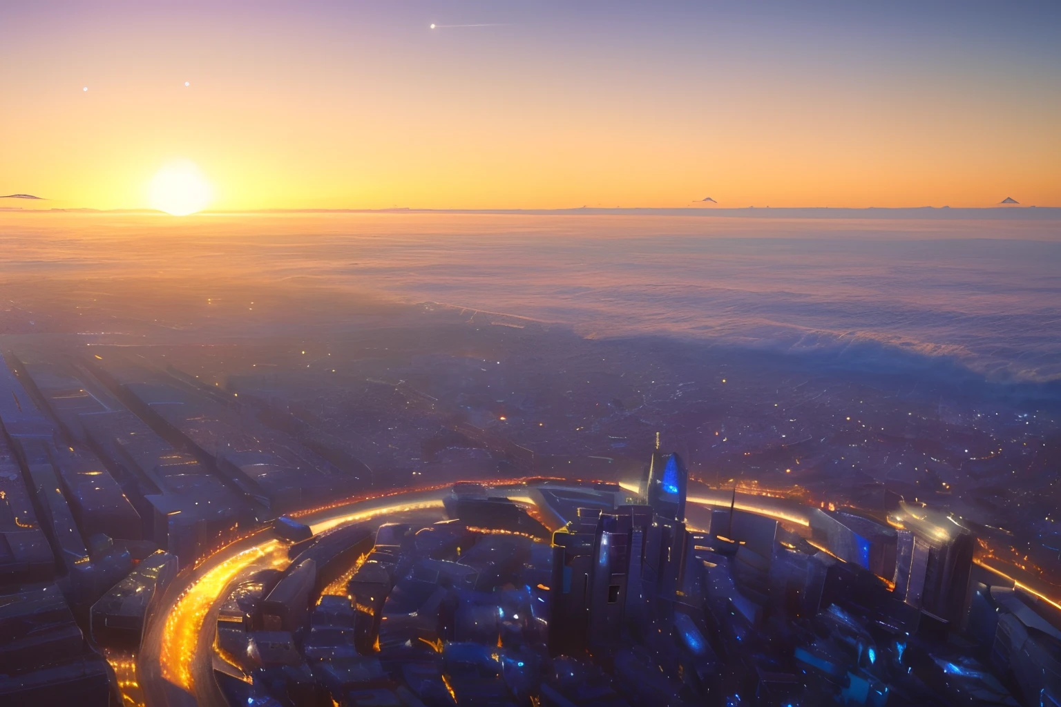 Realism style, space, galaxy, ((8K quality)), ((realism)), futuristic city, masterpiece, epic, majestic, best quality, very high resolution, 8k, hdr, digital photography, clear beautiful, iridescent, transparent, translucent, reflection, refraction, diffraction, caustic, volumetric light, volumetric shadow, (very detailed and refined: 1.2), (very detailed and beautiful: 1.2), partially backlit, ( Lighting outside the sunset frame and nearby lighting: 1.3), (realistic lighting: 1.2), (dynamic colors from lighting: 1.2), (complex details: 1.3), hyper-detailed, surreal, (sharp focus: 1.2), (SFW: 1.2),