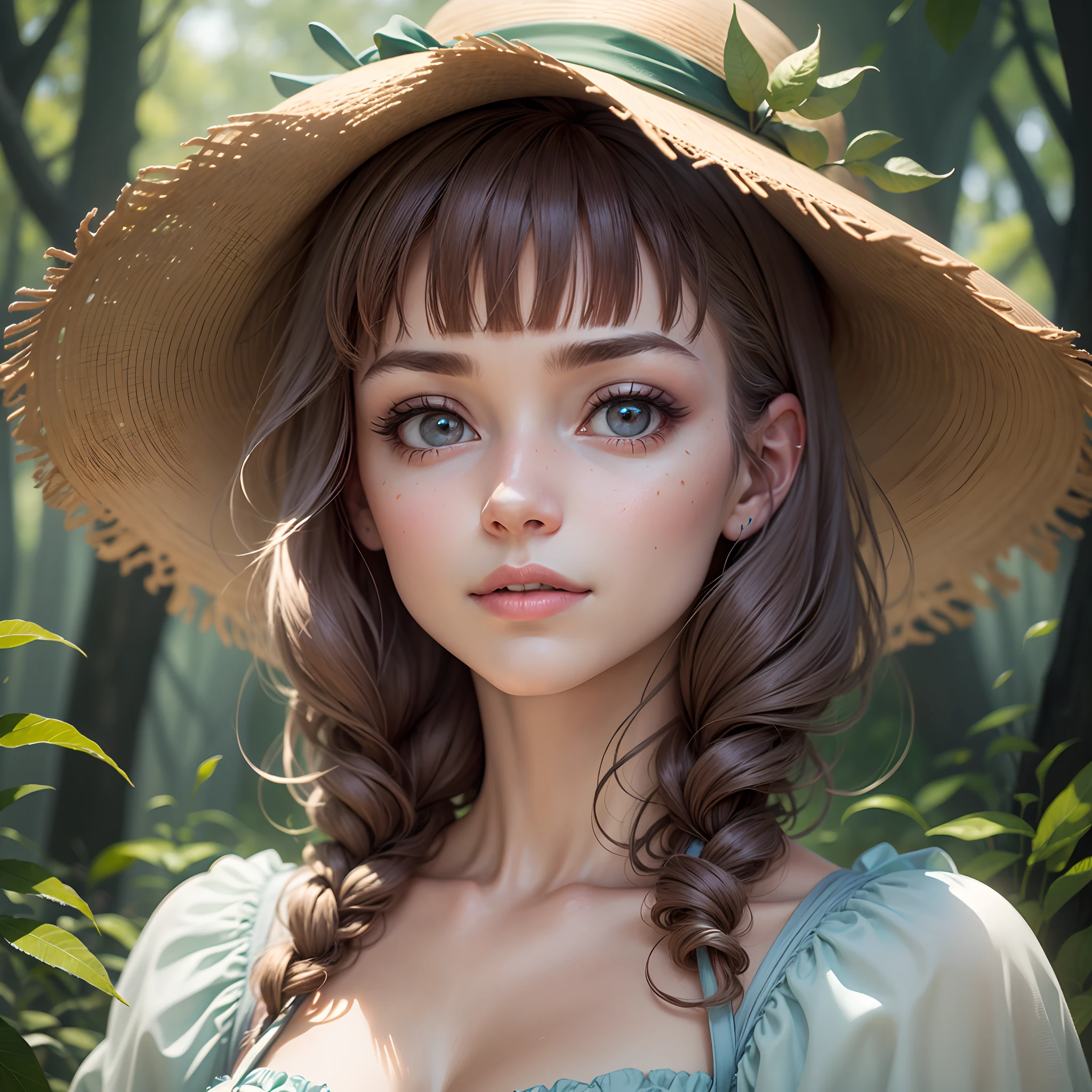 (most detailed),close-up view of a young girl exploring a magical encounter,gigantic mushroom,ethereal butterflies,misty wonderland,enchanting details,(best quality,4k,8k,highres,masterpiece:1.2),ultra-detailed,realistic,beautiful detailed eyes,beautiful detailed lips,long eyelashes,enchanted forest,fairy tale ambiance,vibrant colors,soft lighting,magical glow