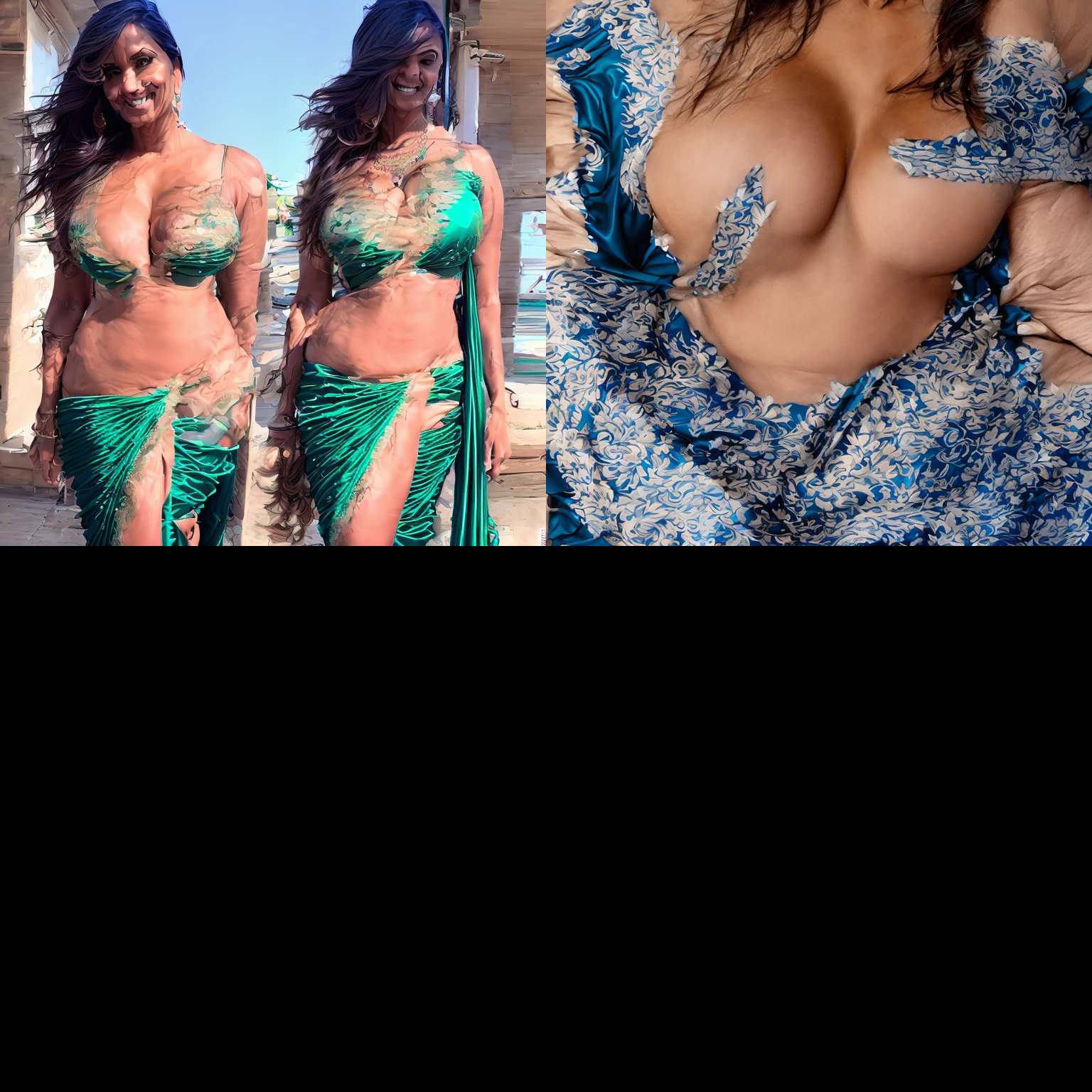Indian girl wearing saree without blouse having big tits naked - SeaArt AI