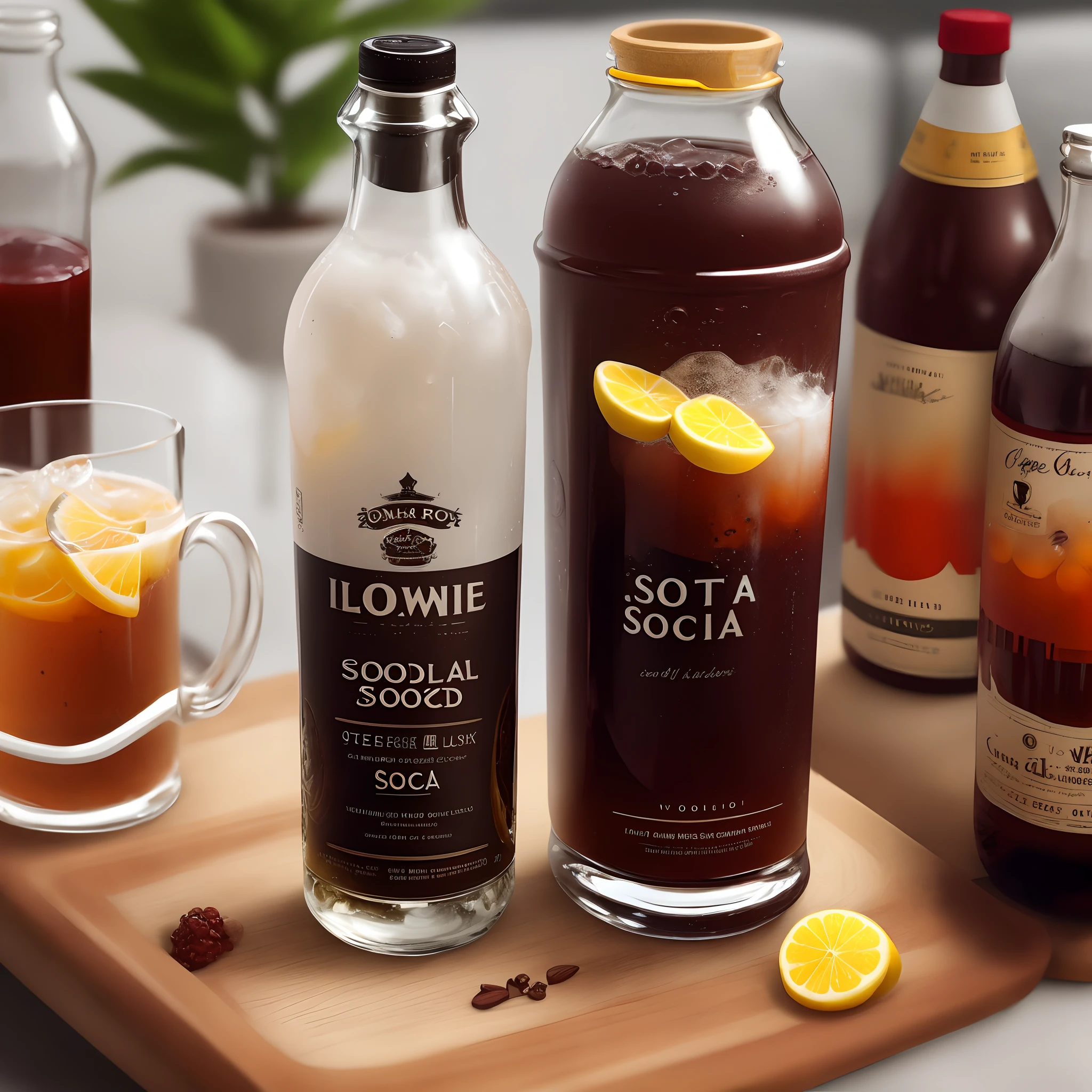 White liquid soda style alcoholic beverage bottle
