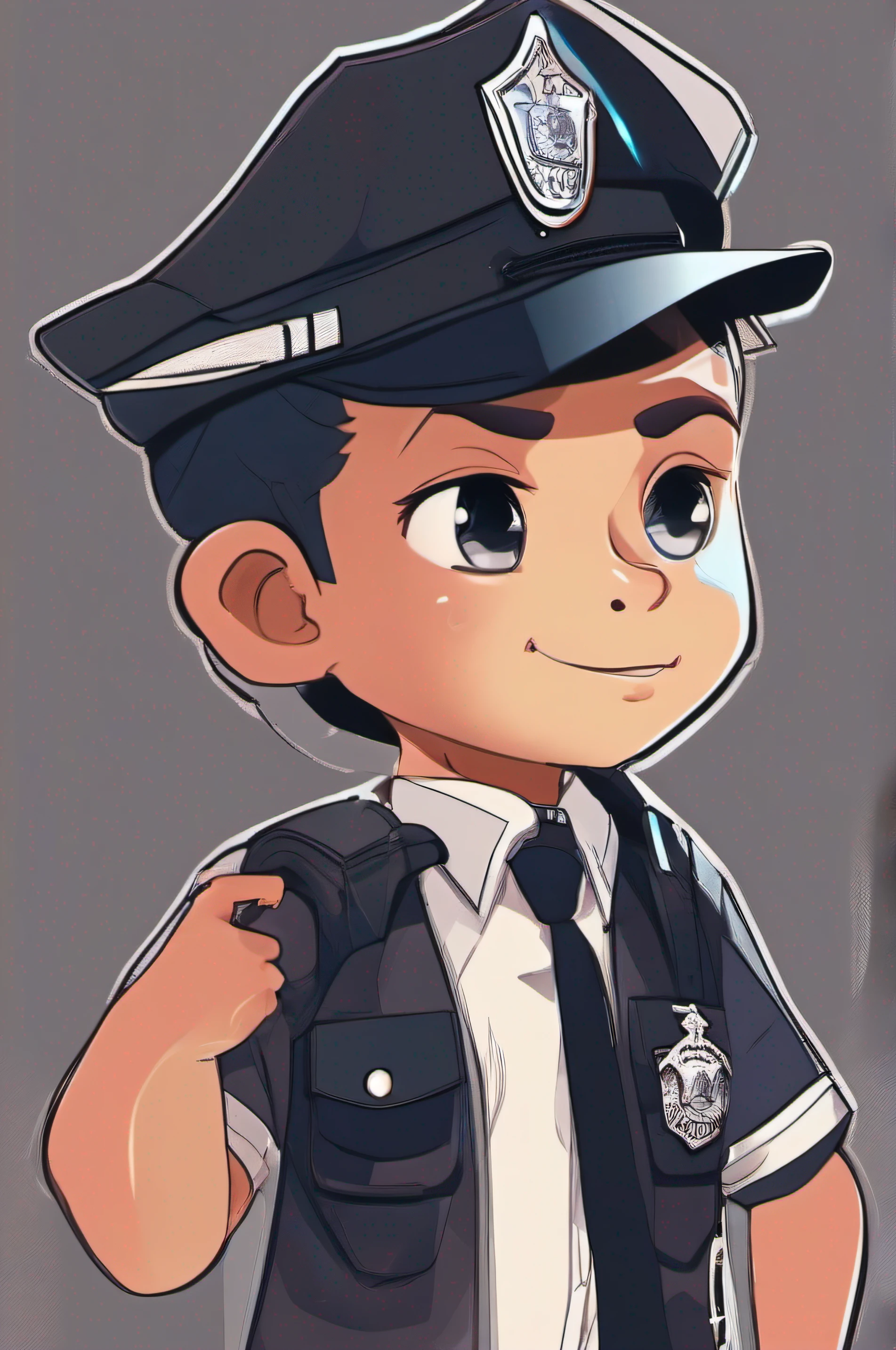 10-year-old child, menino com roupa de policia do transito transito, sem armaModelo, digital illustation, (master part:1.2), alta qualidade, , streetwear, thicc, (Abs:1.2), (florescer:1.2)