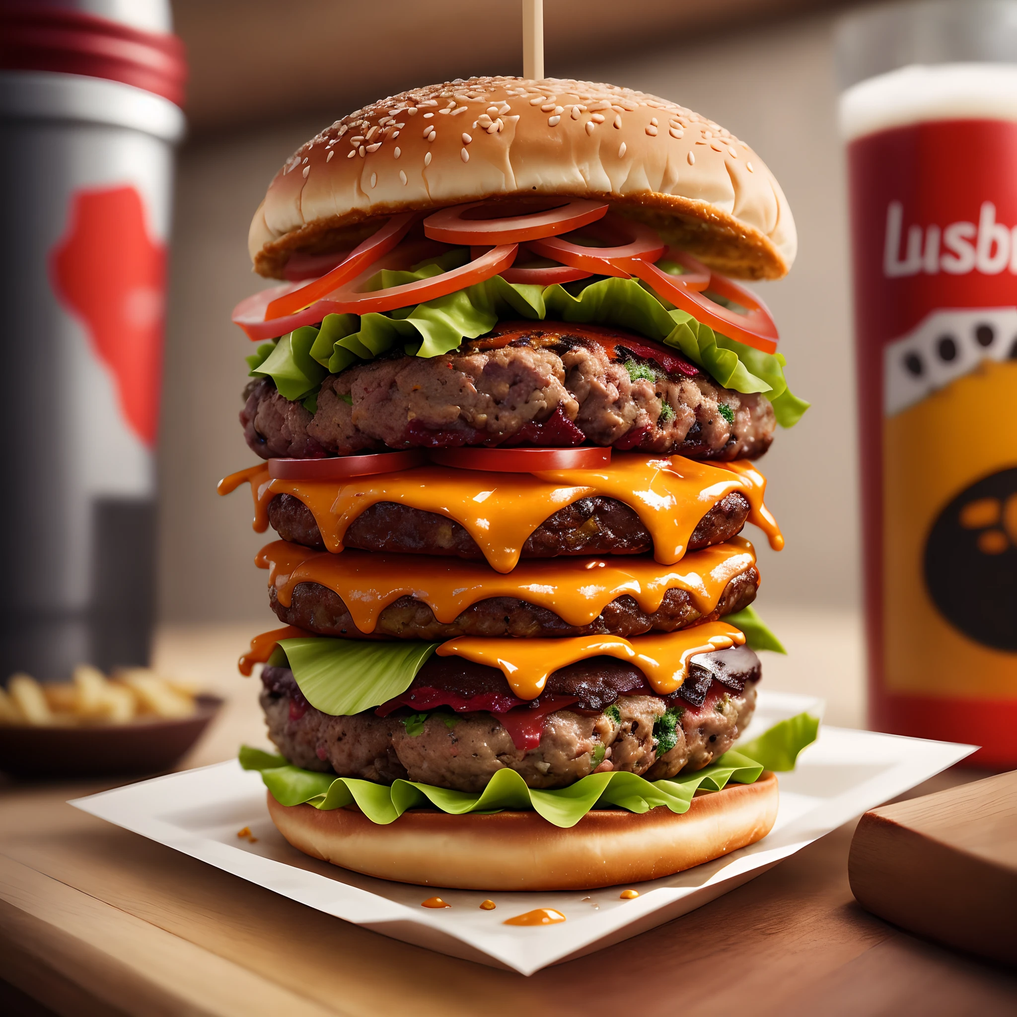 A burger falling in pieces juicy, tasty, hot, promotional photo, intricate details, hdr, cinematic, adobe lightroom, highly detailed