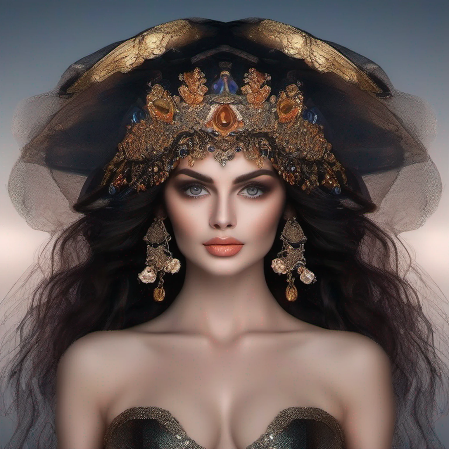 Foto RAW, One person, invisible skin, foto de corpo inteiro de mulher de 60 anos de idade, bruxa, Mulher bonita sensual com bochechas redondas, realistic facial expression, olhos vermelhos claros, pale skin, cabelos brancos ondulados, cabelos longos, witch hat, pele branca, corpo esguio, wearing full body black robe with rich decoration, confident expression, (magical mysterious background, Pirilampos, glittering particles, Ethereal fog, Weak darkness), high saturation, Luz do filme, luz de aro, Melhores Sombras, apontando aqui, background is urban ruins, (Very detailed skin: 1.2), 8k UHD, DSLR, soft lighting, alta qualidade, film particles, Fujifilm XT3