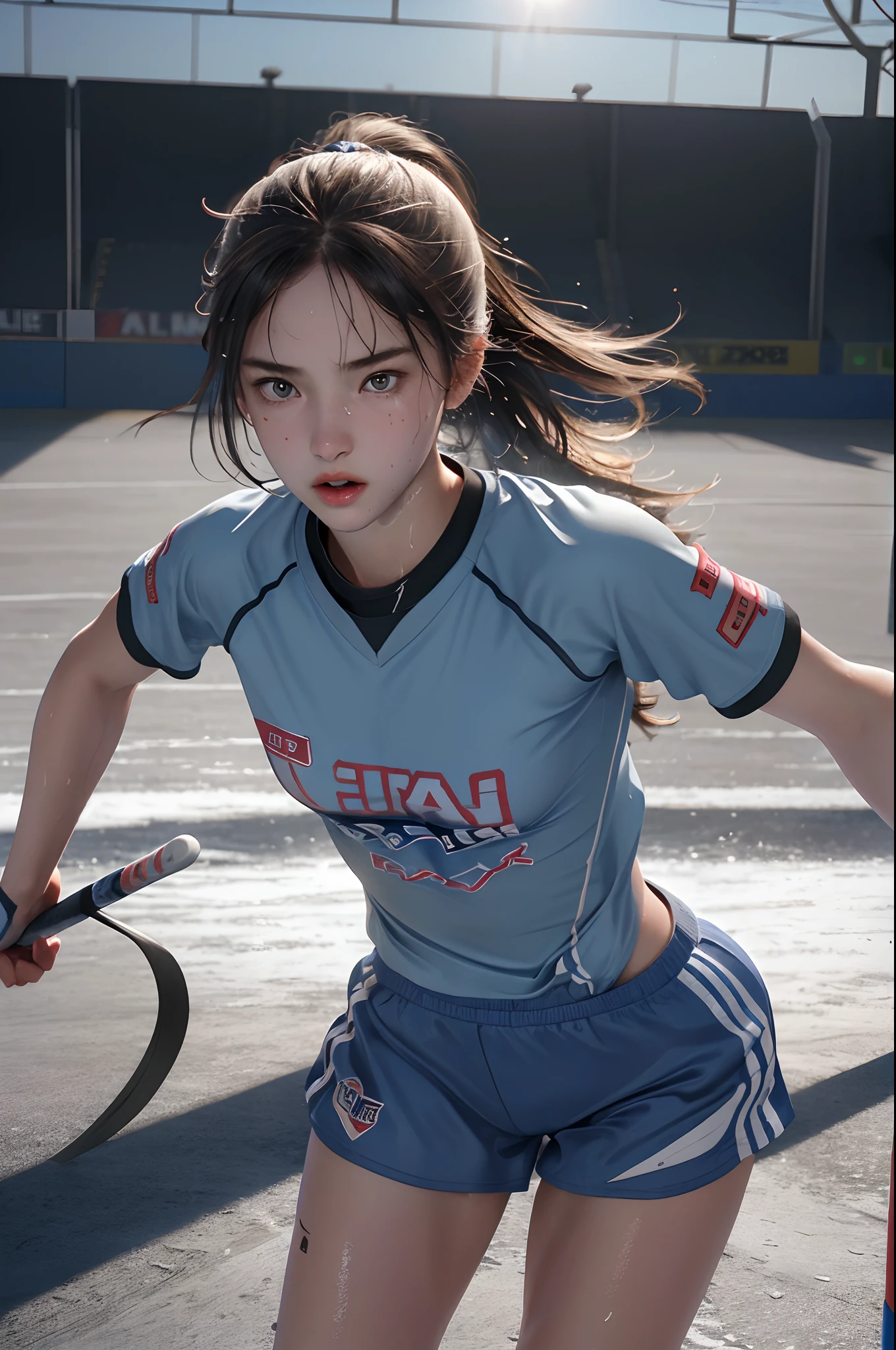 "Best image quality, realistic results, 8K resolution, professional-grade lighting, 1.5 focal part factor, 1.8 whole body factor, depicting a female college student in a gym."