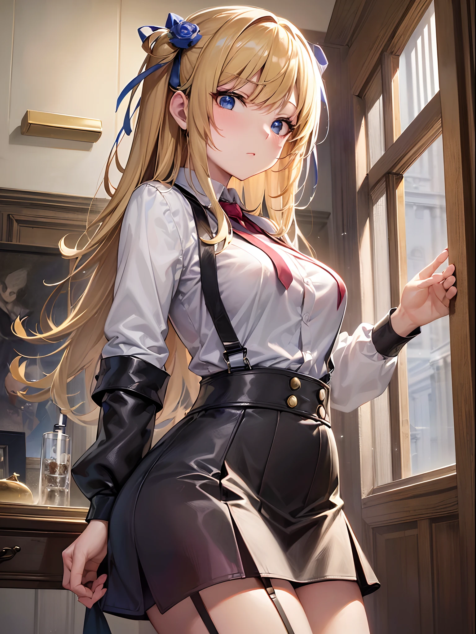 ((Finest quality)),(超A high resolution),(ultra-detailliert),(Meticulous portrayal),((Best Anime)),(Finest works of art),sharpnes,Clair, (1人の女性),shirt,Suspender skirt,