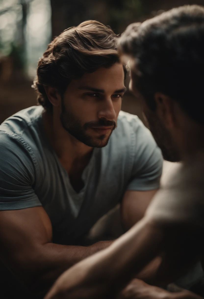 Um homem bonito com olhas sexual