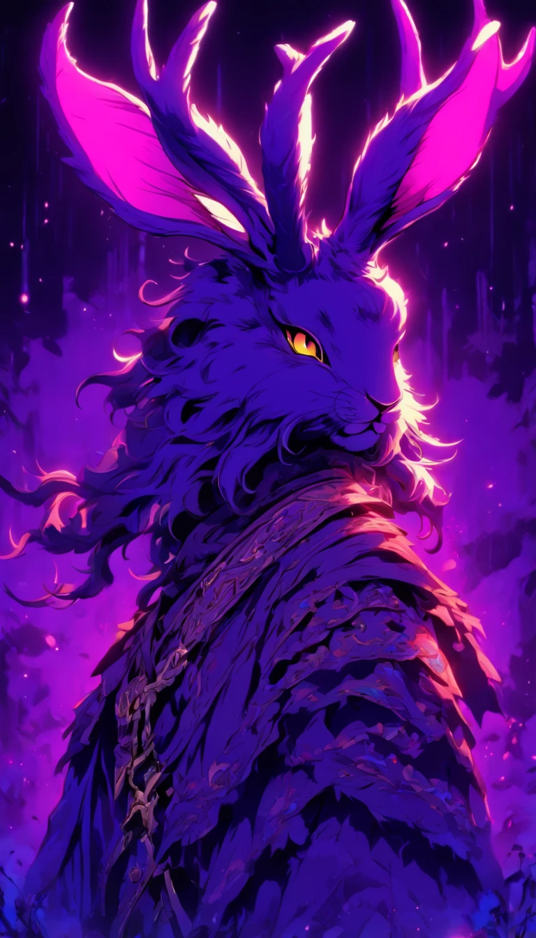 Caballero Jackalope, Cabello morado corto, Cornamentas de jackalope, Armadura oscura(Obra maestra, La mejor calidad)