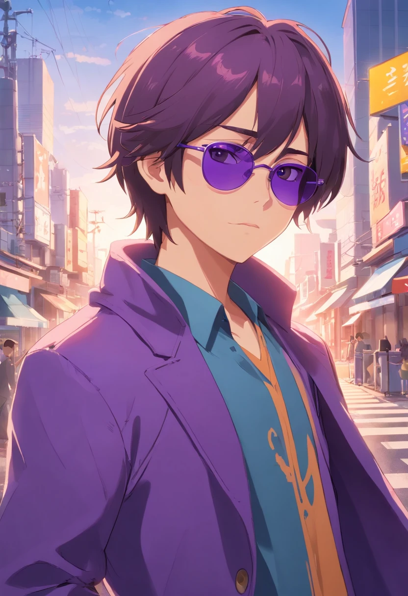 "A detailed art of Dick Swindler Frog wearing a purple overcoat and sunglasses on his face with a serious expression, corrida maluca, 4k, 8k, Full HD, corpo inteiro, Estilo de Arte corrida maluca, estilo de desenho hiper-realista, arte de anime limpa e detalhada, Background transarente"