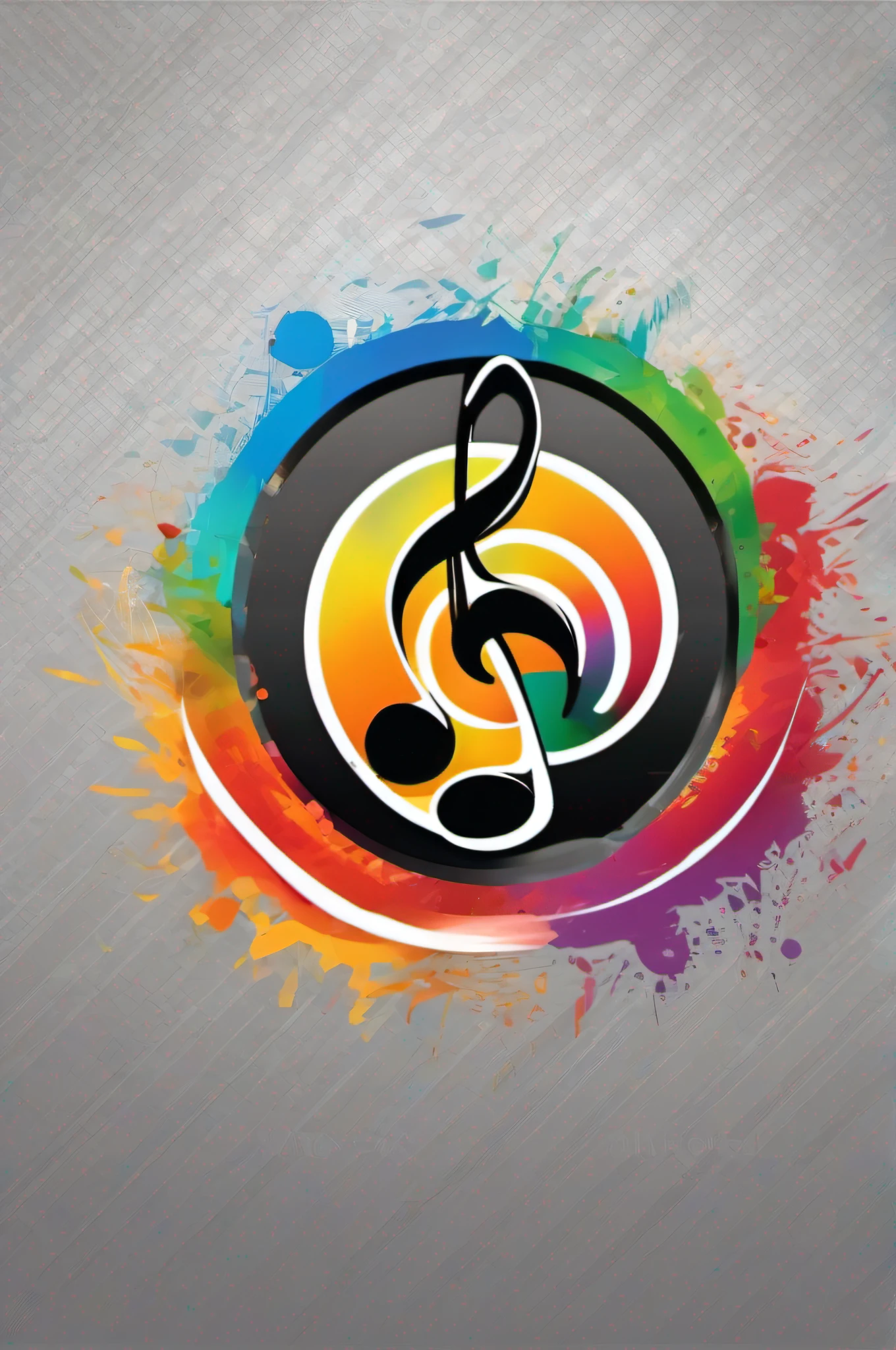 music logohigh quality music logo with sharp lines colorfull circle around, music notes around, 2 music notes inside,
