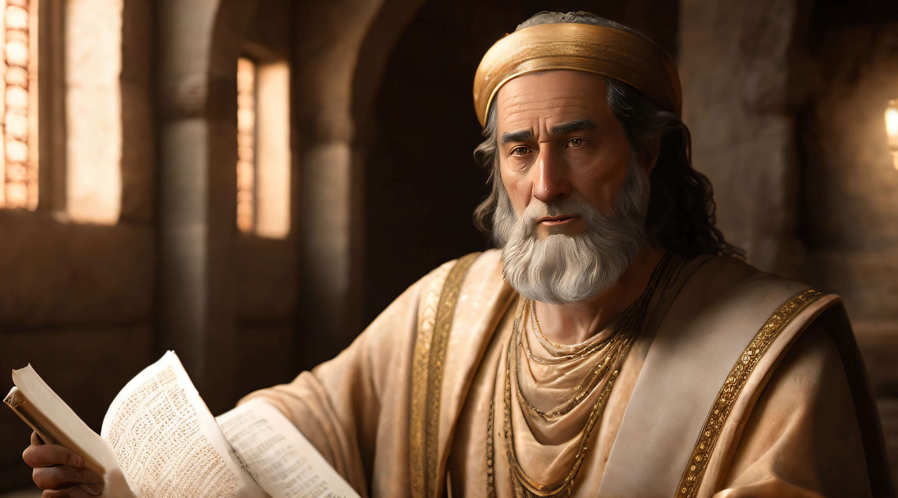 Ancient Israel、1st century、Bible Writer、in 8K、Raw photography、top-quality、masterpiece:1.5、ultra-lightweighthigh-resolution、Photorealsitic:1.5、ciinematic light、soft volumetric lighting:1.5、realisitic、Photorealsitic:1、Detailed skin、profetional lighting、a picture、foco nítido、detaileds、profetional lighting、photon maping、detailed and intricate environment、ighly detailed、top-quality、Artistic photography、photorrealistic concept art、soft natural volumetric cinematic perfect light、Midjourney、Detailed hand、