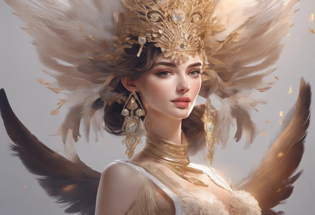 Complex 3d rendering of beautiful and charming biomechanical woman,Seductive eyes,Has a porcelain finish、the mock turtle、Beautiful natural light、rim-light、1 5 0 mm lens、Pedras preciosas,nipple piercing、Aztec tattoo、Vanilla leaves and stems、Meandering roots、white blossoms、Fine-leaved lace、steampunc、Silver-gold filigree detailing、Gemstone earrings、pendant,in art nouveau style、Hexagonal network cable、Mandelbro fractal、face muscles、cable wires、microchips、gracefully、Beautiful natural light, Studio lights, rim-light, abundantly detailed, hyper realist, Sharp, rendering by octane, HR Giger style, Volumetriclighting, 8 k post - production