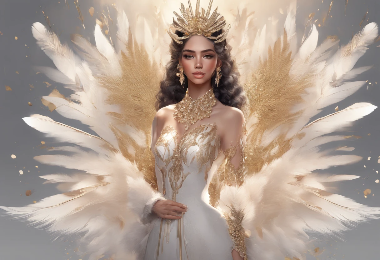 Woman with feathers on her heels of Arakis, stunning digital illustration, Exquisite digital illustration, A beautiful artwork illustration, Beautiful digital illustration, elegant digital painting, High heels. anime style at pixiv, golden feathers, Beautiful digital artwork, stunning art style, digital art of an elegant, Beautiful illustration, 8K high quality detailed art, gorgeous digital art