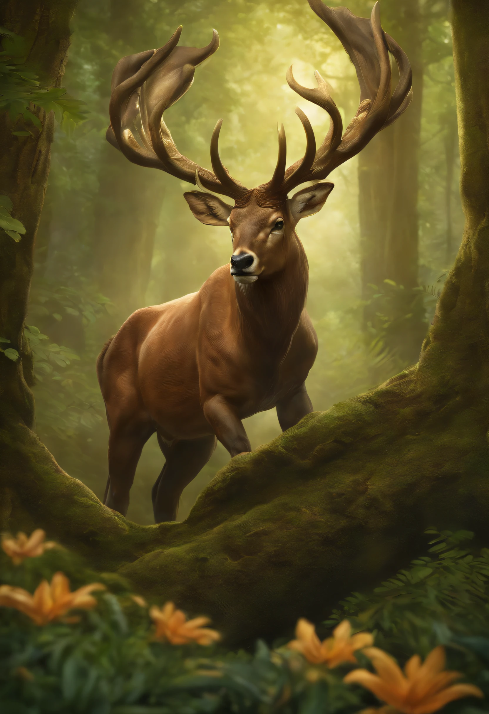 Uma pintura de um Centauroo com chifres de cervo em um fundo de floresta, Cernunnos, Centauroo macho Centauroo quimera, deus com chifres, Druid, around Druídaa, Centauro, um Centauroo, deus celta, naturezaround Druídaaa, Guerreiro Druida, Centauro, mitologia grega, Tree Druid, arte do jogo de cartas de hearthstone. ", Deus da Floresta, papel de parede, 4k, profundidade