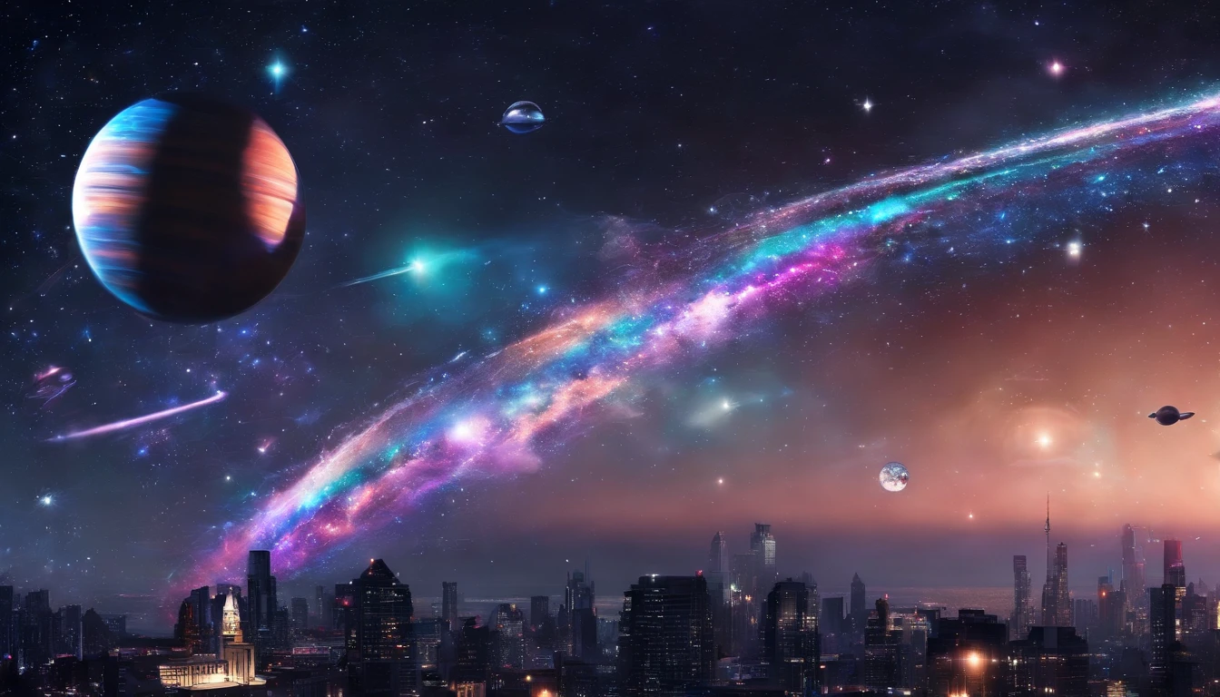What a photograph，Ultra foto realsisim，Hiperdetalle，Imagen ultra gran angular，Siglo 24，science fiction city，y el sol brillaba intensamente，Future technology city，Edificio ovalado，Aeronaves en forma de arco circulares suspendidas，