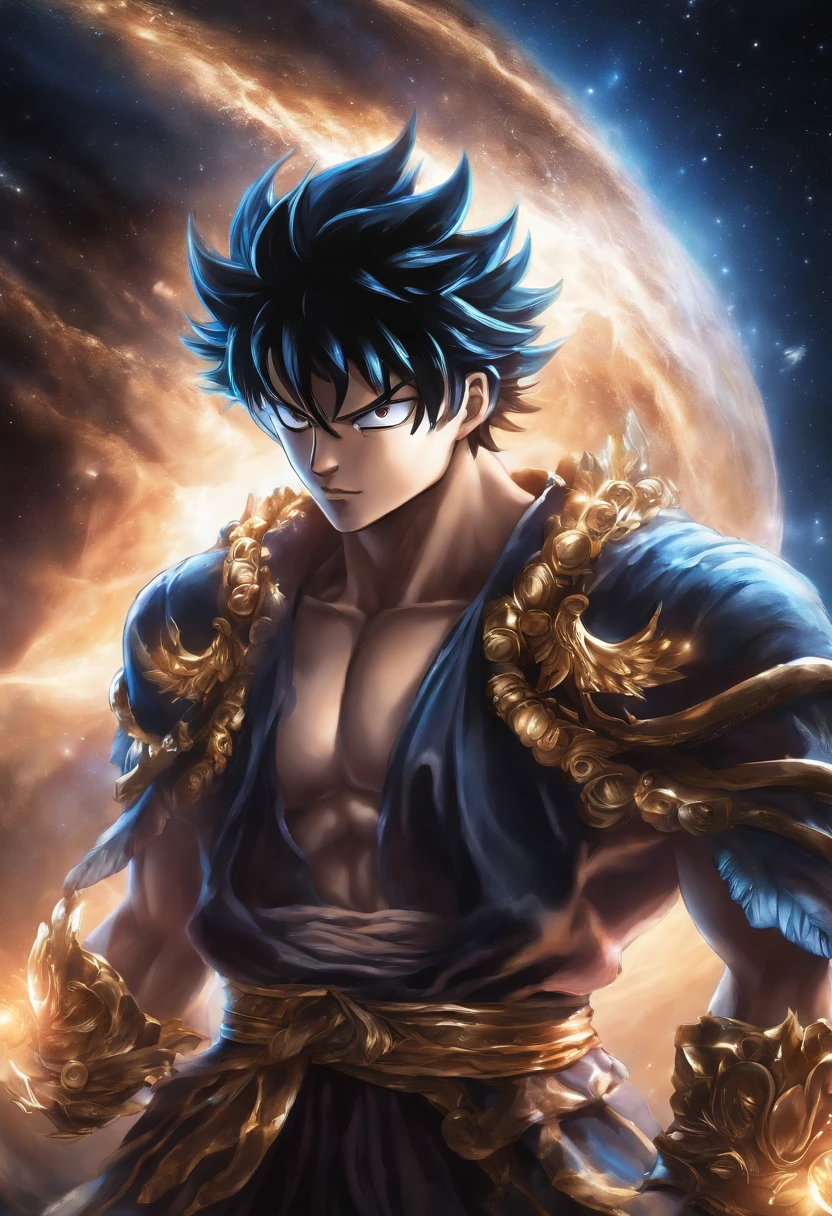 Cosmic Fallen Angel con cara luffy gear5 de una sola pieza, Ojos claros y brillantes, biomech, misterioso, horripilante, pesadilla, colores muy brillantes, light particles, con luz brillante, Mshiff, Arte de papel pintado, Fondo de pantalla UHD