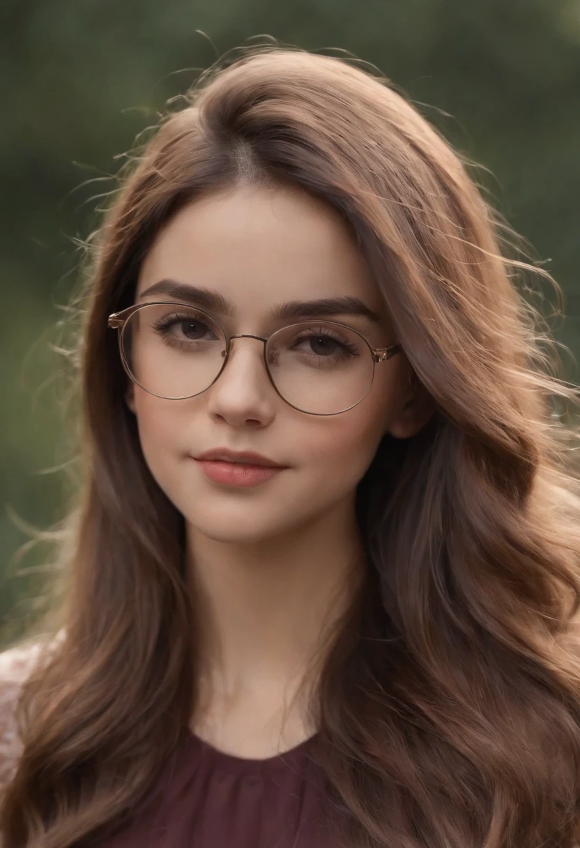 Estilo dos desenhos animados menina corpo inteiro ,cabelo castanho com rabo de cavalo , wearing glasses, different angles, folha de caracteres