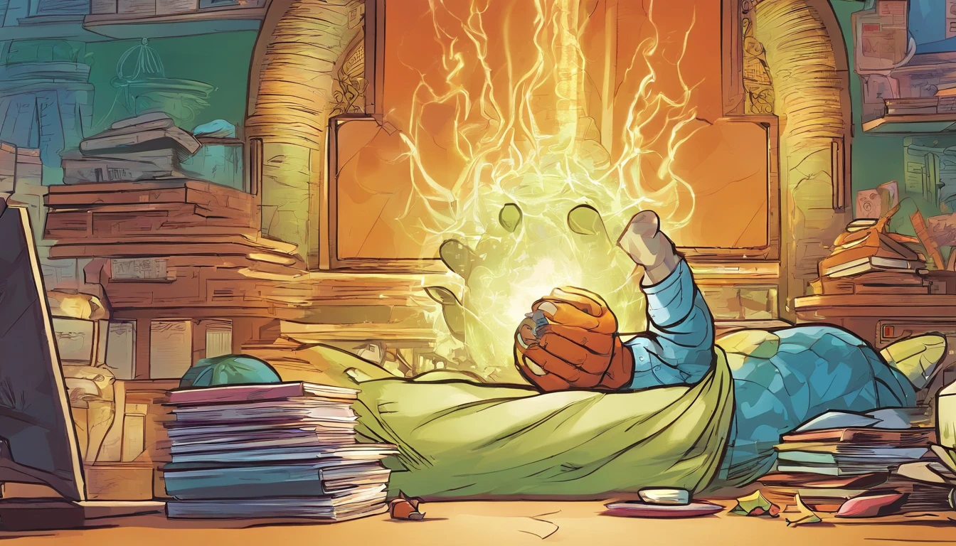 Max's hand reaching out to pick up the mysterious glowing device, highlighting the moment of discovery