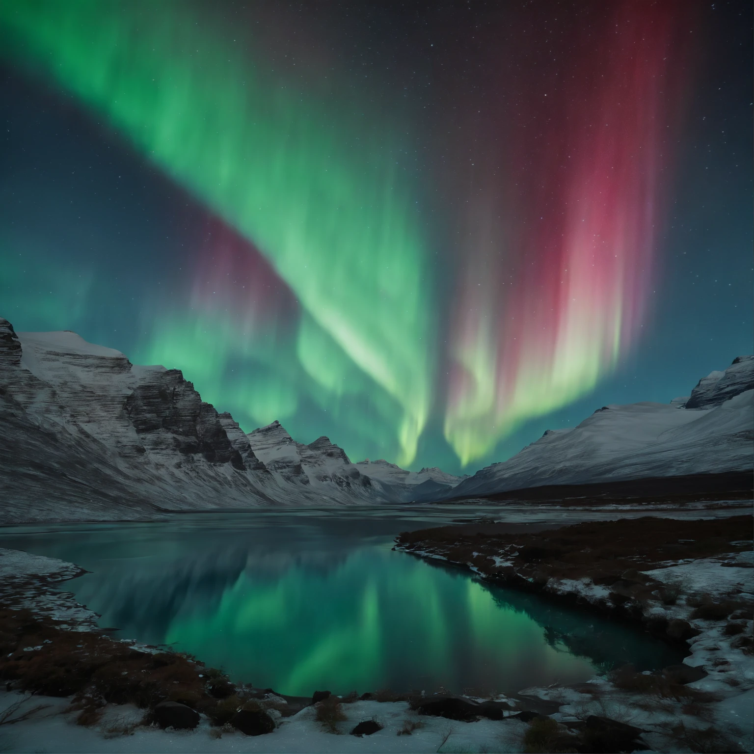 Master Parts、Superior Quality、superior image quality、The 8k quality、Beautiful pictures of the starry sky、magnifica、Arched Milky Way:1.25、Blue glacier、(Aurora:1.9)