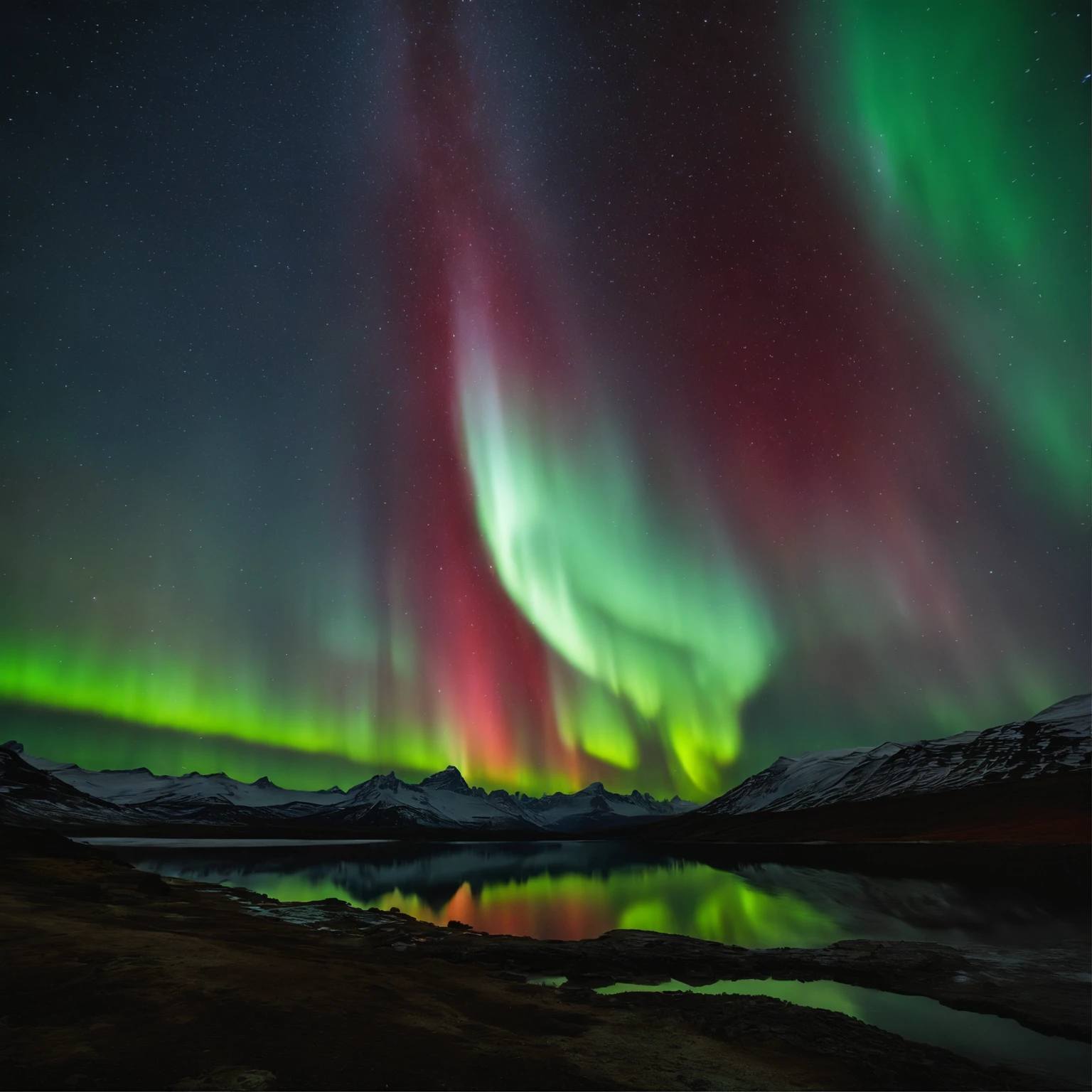 Master Parts、Superior Quality、superior image quality、The 8k quality、Beautiful pictures of the starry sky、magnifica、Arched Milky Way:1.25、Blue glacier、(Red and green aurora borealis:1.5)