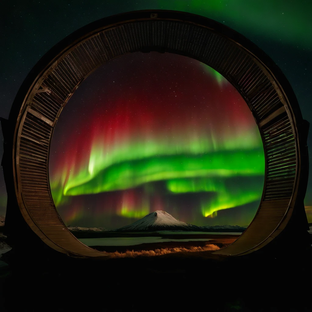 Master Parts、Superior Quality、superior image quality、The 8k quality、Beautiful pictures of the starry sky、magnifica、Arched Milky Way:1.25、north pole:1.5、Pale glacier:1.9、(Red and green aurora borealis:1.5)