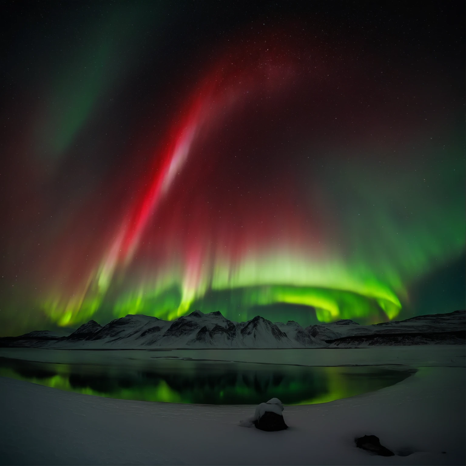 Master Parts、Superior Quality、superior image quality、The 8k quality、Beautiful pictures of the starry sky、magnifica、Arched Milky Way:1.25、north pole:1.5、Pale glacier:1.9、(Red and green aurora borealis:1.5)
