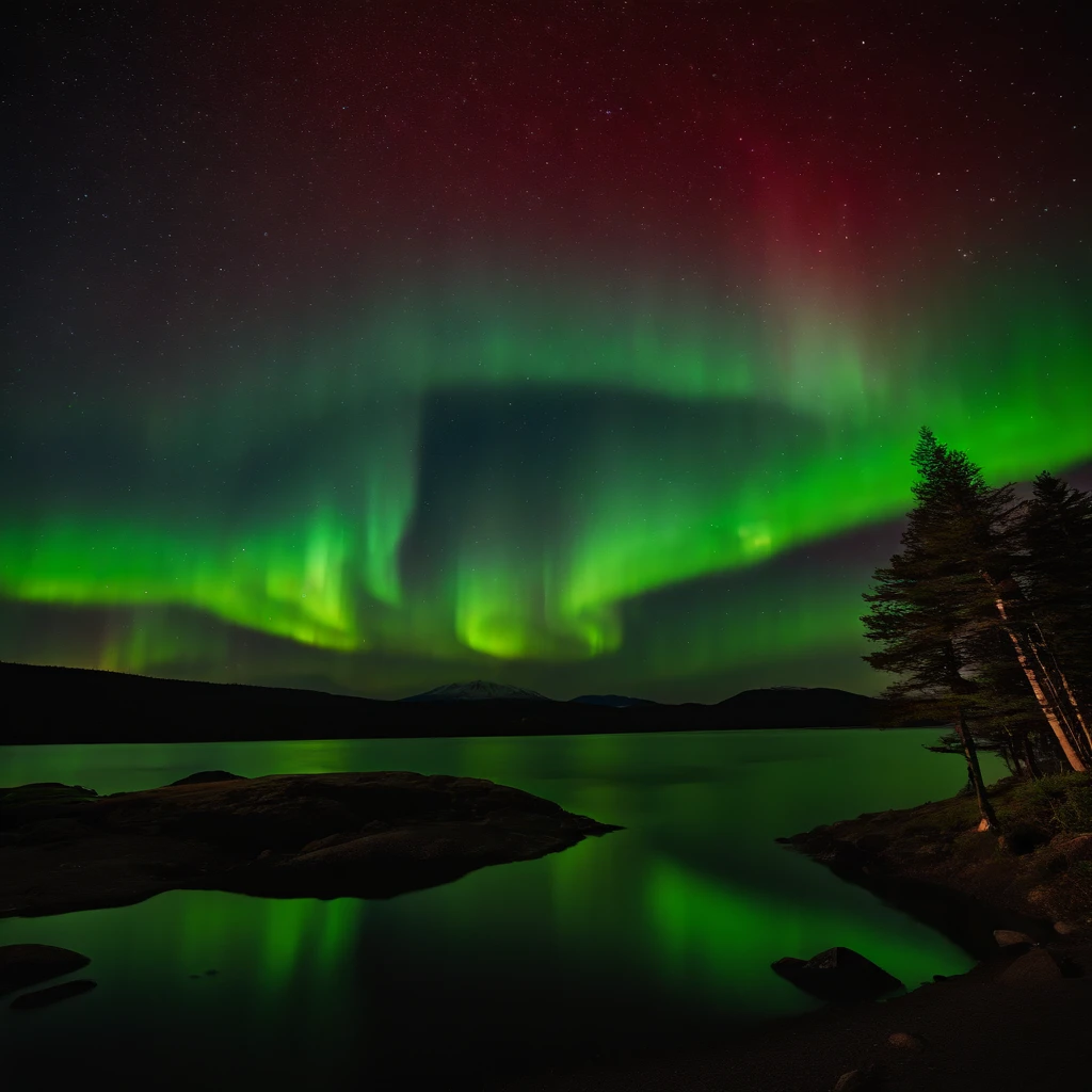 Master Parts、Superior Quality、superior image quality、The 8k quality、Beautiful pictures of the starry sky、magnifica、Arched Milky Way:1.25、Mt fuji:1.5、Blue glowing lake:1.5、(Red and green aurora borealis:1.5)