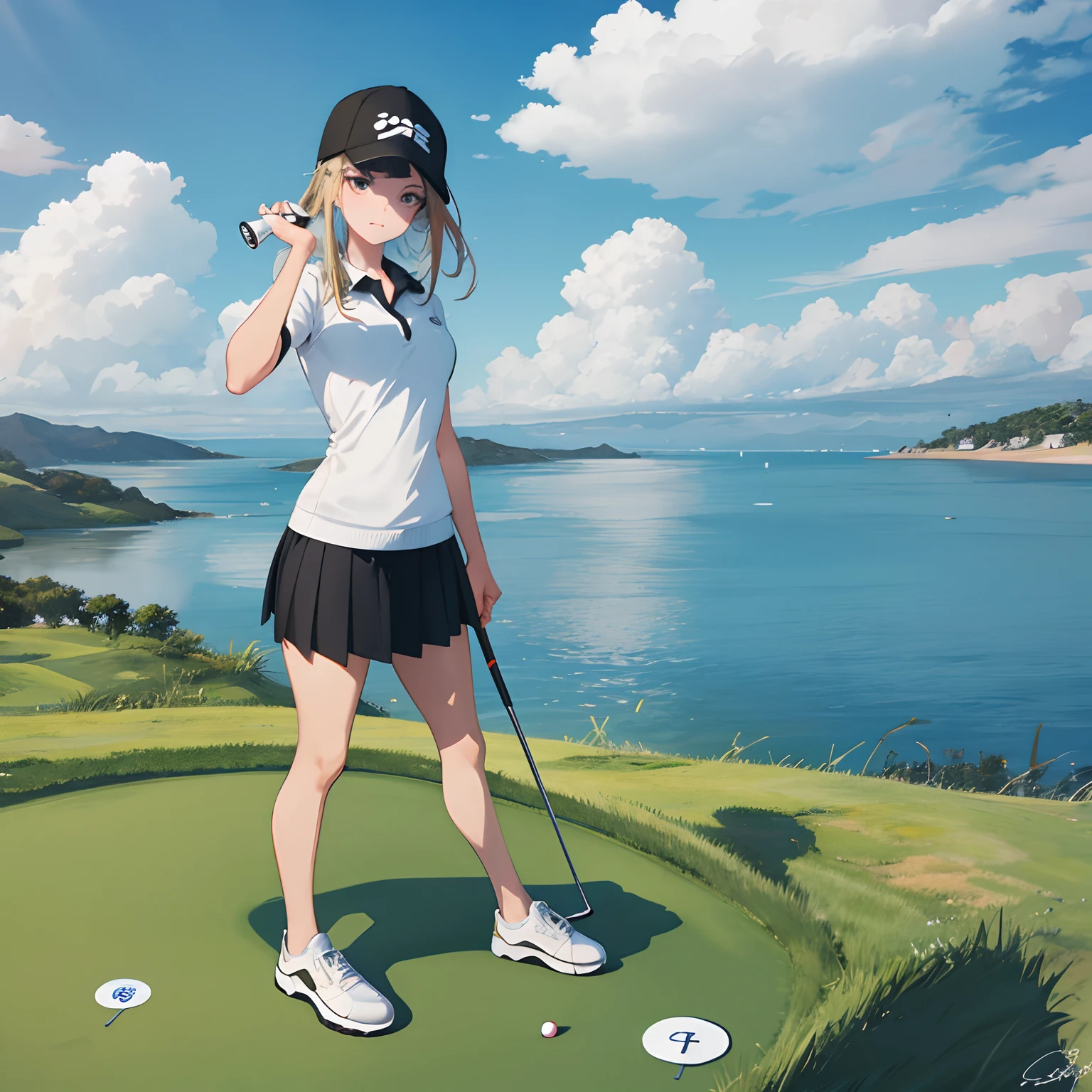 qualidade superior、 menina com、golfe