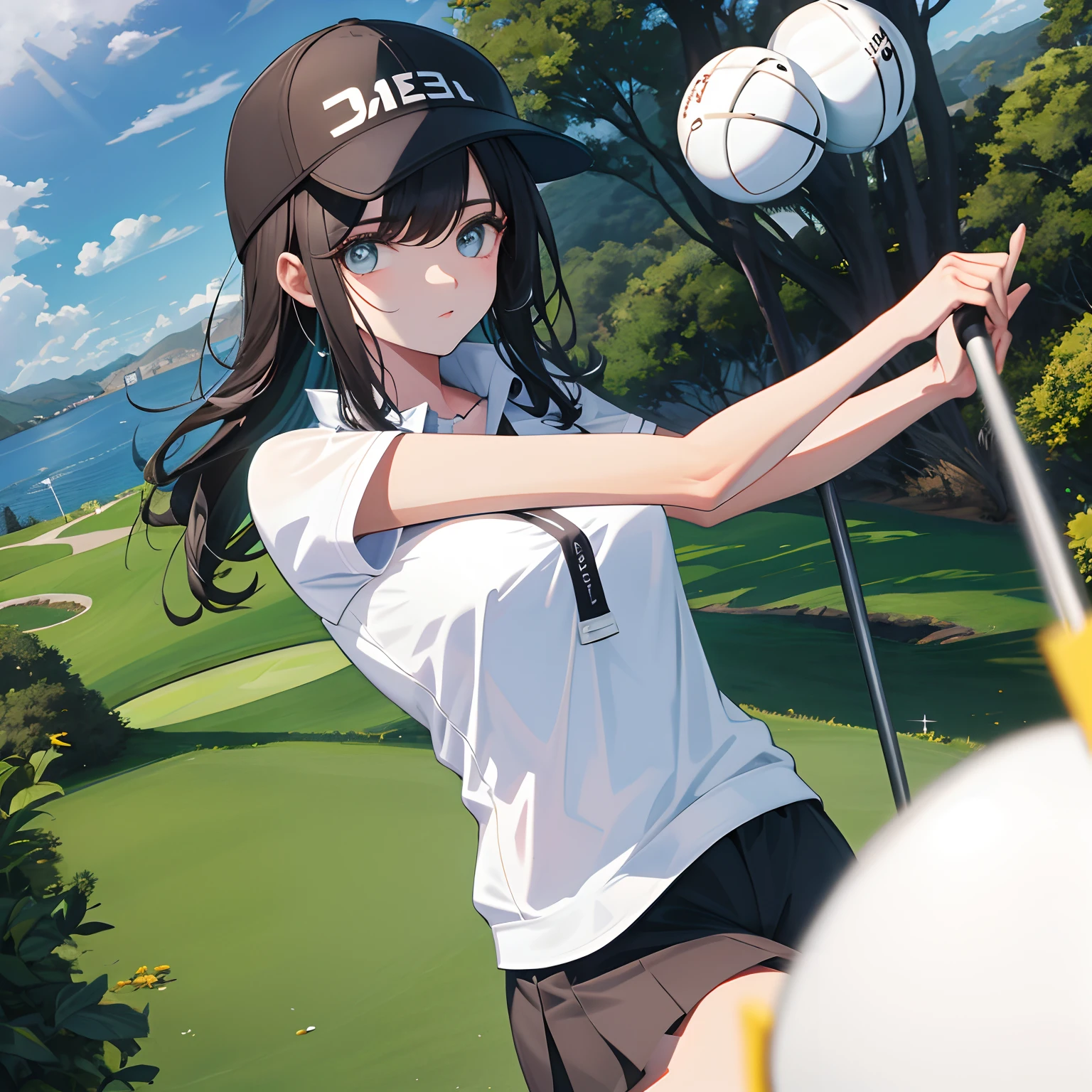 qualidade superior、 menina com、golfe