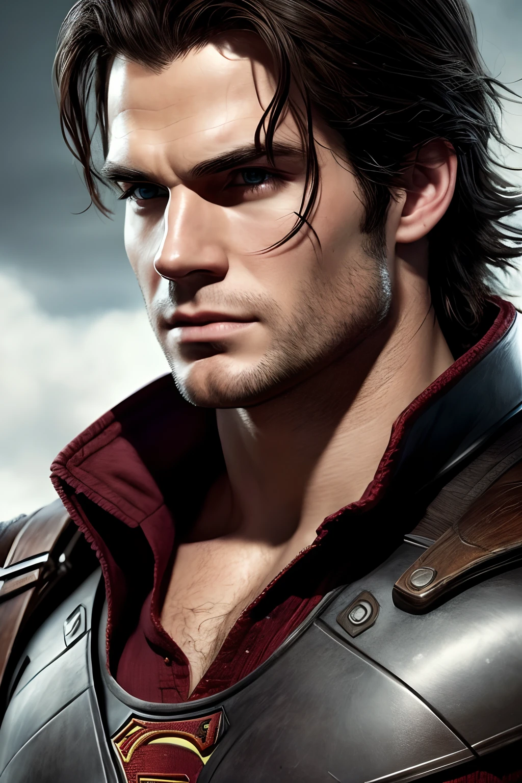 Photorealistic portrait of Henry Cavill in the style of final fantasy