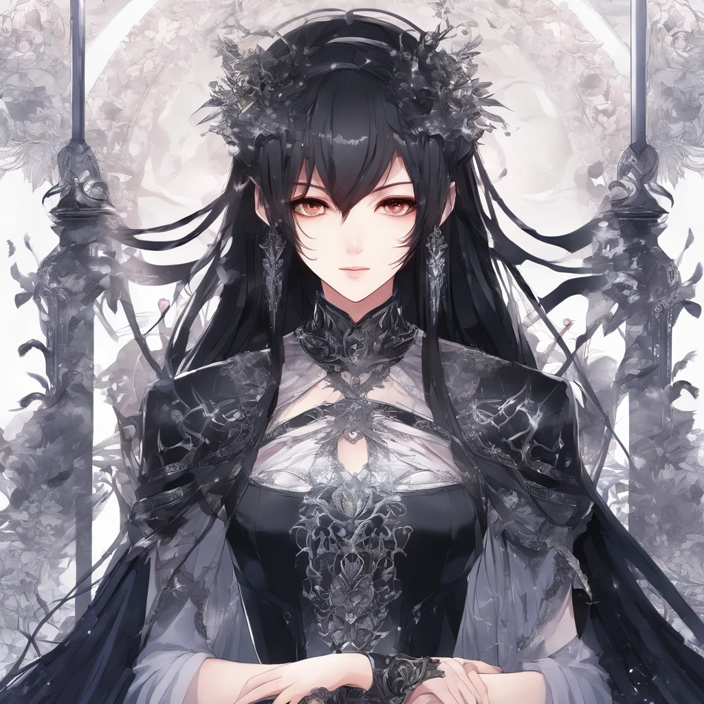 masterpiece、top-quality、hight resolution、High-quality images、8K、1womanl、detaileds、Detailed eye depiction、skin gloss、Lustrous black hair、Monochrome grayscale、Lisa、portlate、meditation