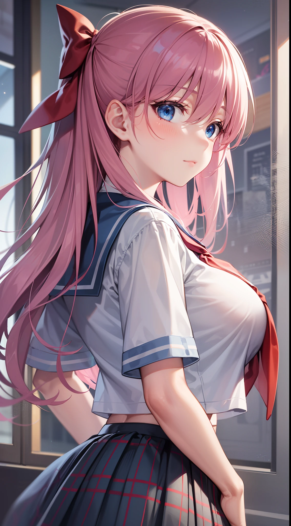Anime girl with pink hair and blue eyes in short skirt, seductive anime girls, Best anime 4k konachan wallpaper, Smooth anime CG art, pink twintail hair and cyan eyes, [ 4 K digital art ]!!, attractive anime girls, anime moe art style, Cute anime girl, portrait anime girl, style of anime4 K, Anime wallpaper 4K