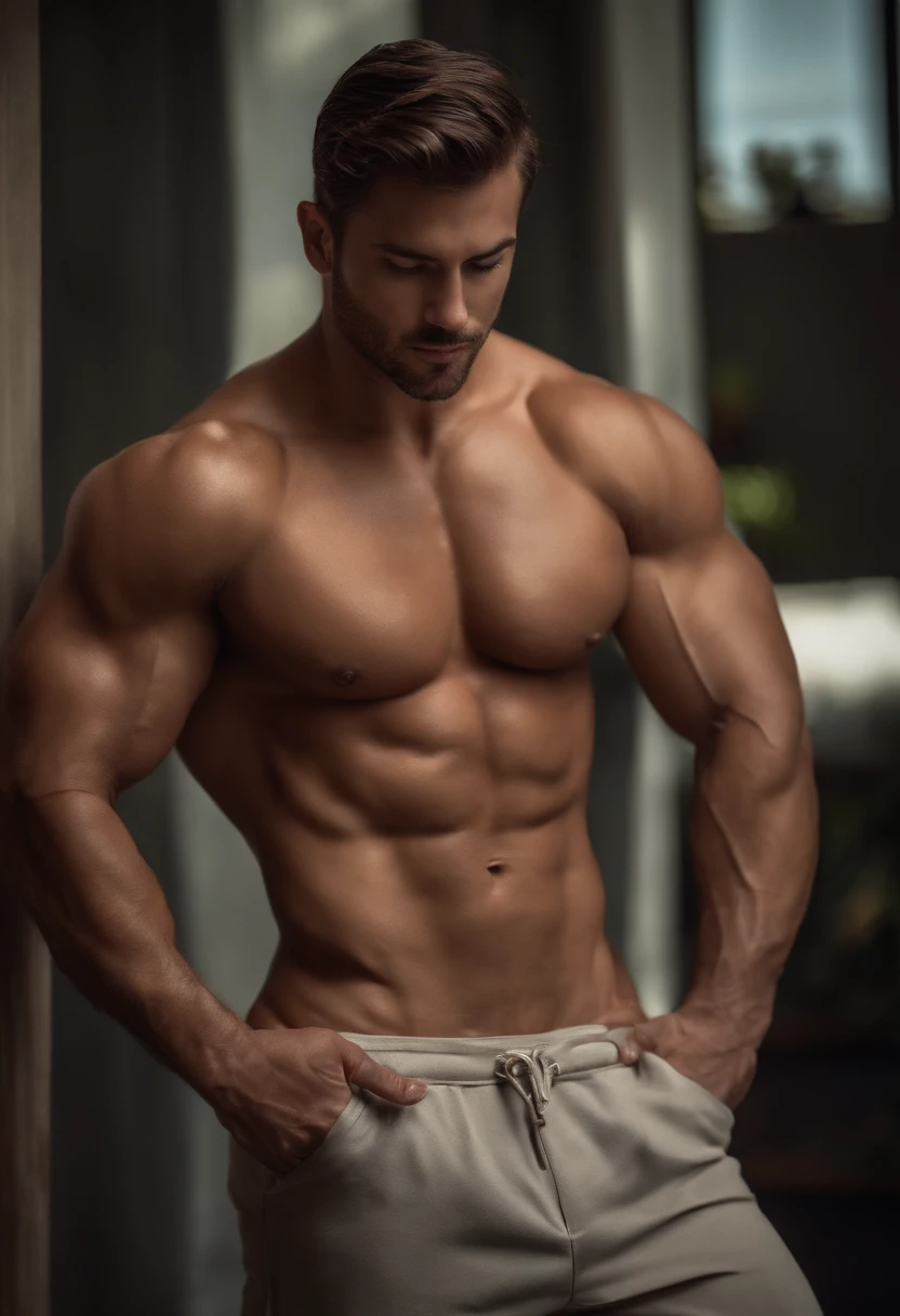 Hombre musculado desnudo de cuerpo entero calidad superior gran pene