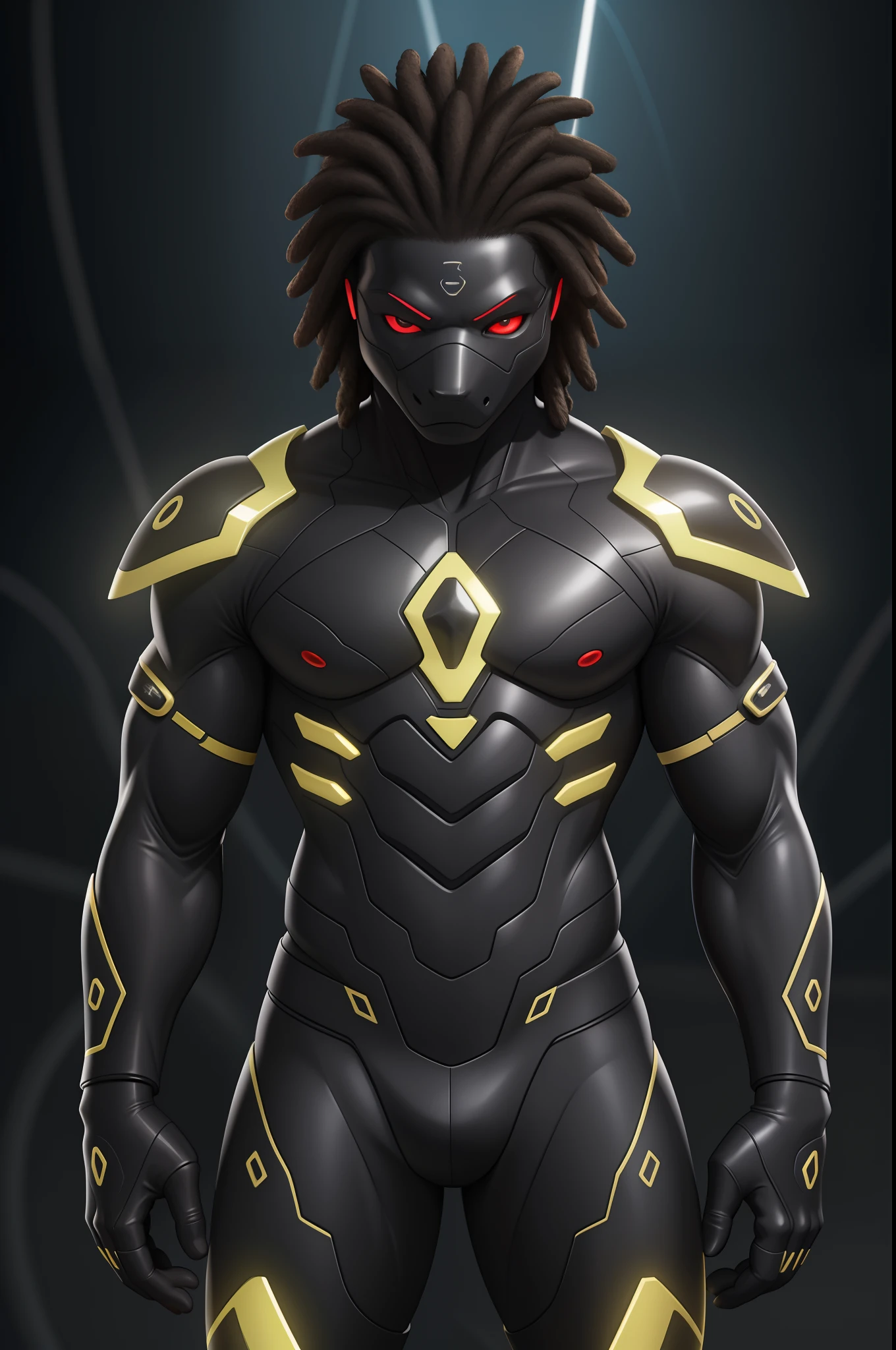 Biomechanical creature in humanoid form, com pele opalescente e escamas, master part, absolutamente perfeito, imagem impressionante, visualmente rico, intrinsecamente detalhado, arte conceitual, por Mschiffer, Bright holographic, cinemactic, papel de parede uhd, ........3d, octan render, Volumetric lights, Full body Create an image of a black ninja after an apocalypse in the future, afro cabelo caindo para frente, Rasta type but braided,tiro de corpo inteiro, tiro de corpo inteiro, , Lightning in the sky, arms extended, olhando para frente, parado no topo de uma montanha, manto e capa vermelhos, cruz brilhante no ar. ,Arte Luz Neon, no escuro da noite, Um navio alto navega pelos mares iluminados pela ,....lua, estrelas, Colouring, circunstanciado, 4k