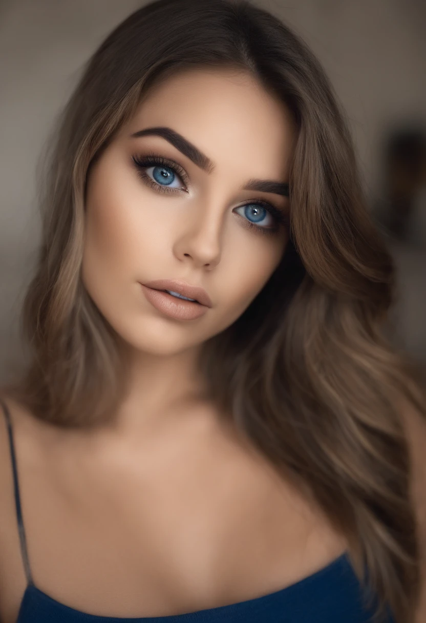 Arafed Mujer totalmente , Chica sexy con ojos azules, ultra realista, meticulosamente detallado, Retrato Sophie Mudd, cabello rubio y ojos grandes, selfie de una mujer joven, Ojos del dormitorio, Violeta Myers, sin maquillaje, Maquillaje natural, staring directly into camera, cara con artgram, maquillaje sutil, Impresionante foto de cuerpo completo arrodillado en la cama, En el dormitorio, Medium to large size bust sexy