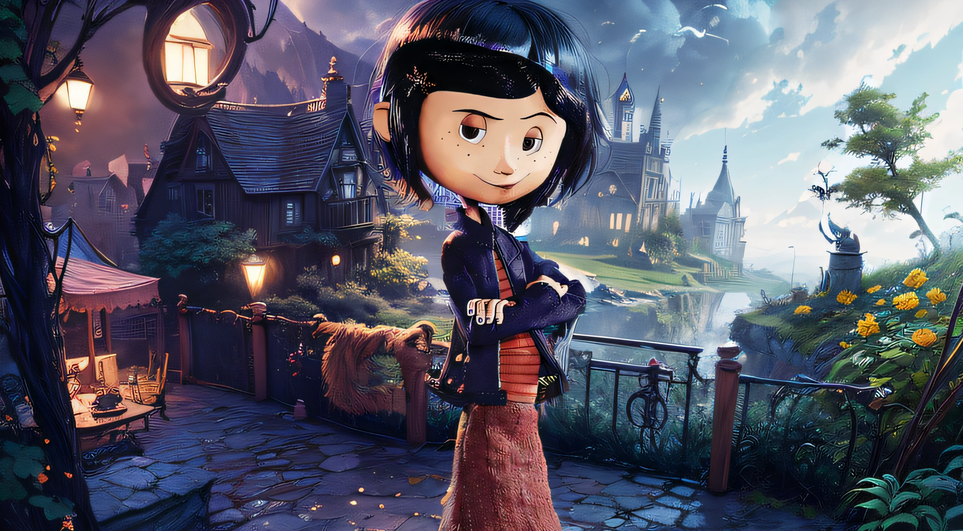 best quality,masterpiece,1girl,solo,(((13years old))),japanese girl,an extremely cute and handsome girl,highly detailed beautiful face and eyes,petit,cute face,lovely face,baby face,shy smile,show teeth, Black hair,short hair,flat chest,skinny,slender,(((wearing a SnowPrincessw
dress
puffy sleeves
skirt))),(((standing in Dark Midnight gothichorrorai Disneyland))),she is looking at the viewer,TimBurton Animation style,upper body close up