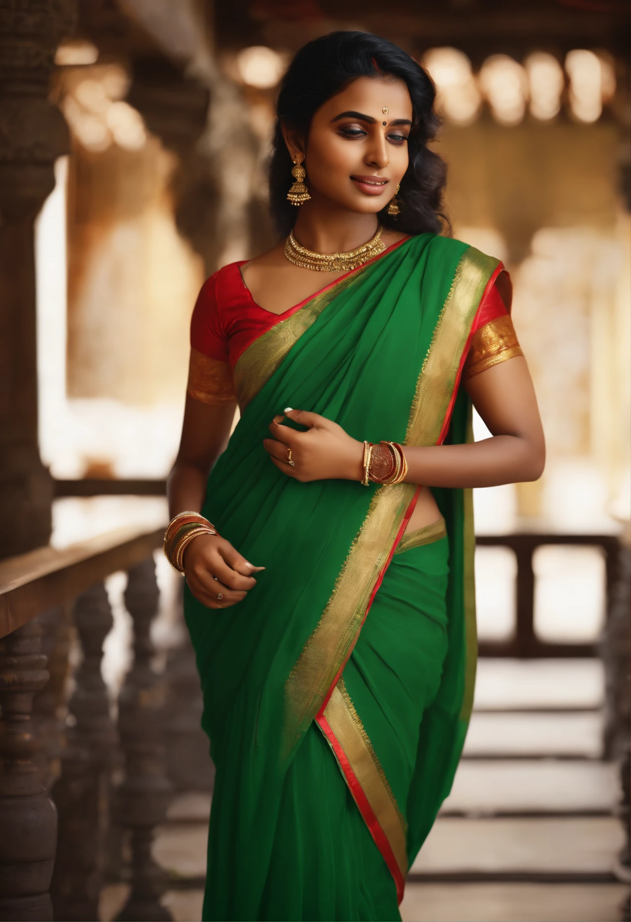 Kerala girl in saree realistic 3d render 8k resolution