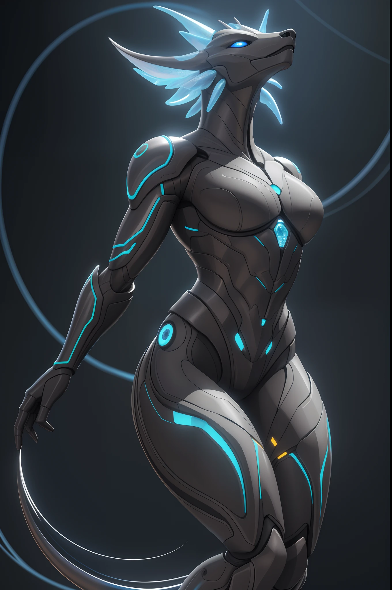 Biomechanical creature in humanoid form, com pele opalescente e escamas, master part, absolutamente perfeito, imagem impressionante, visualmente rico, intrinsecamente detalhado, arte conceitual, por Mschiffer, Bright holographic, cinemactic, Papel de parede UHD, ..3d, octan render, Volumetric lights, corpo inteiro