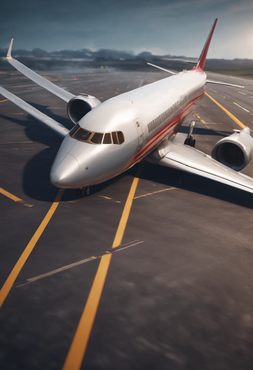 Airport runway plane crashrealistic 3d render 8k resolution
