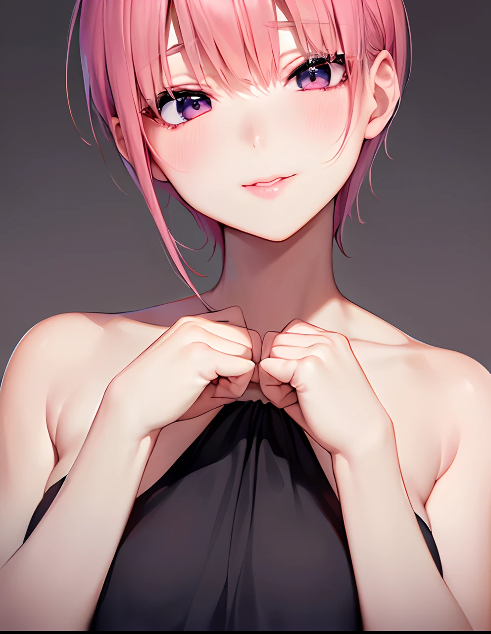 Kiss Face　excited　up of face　To the chest　Waiting for a kiss　Eyes open thinly　ichika　Belotchu　only face　short-cut　Kissing face,  excited, Close-up of face, To the chest, Waiting for a kiss, Eyes are thinly open, ichika,, only face, short-cut.　Pink hair　Uplifting Lipstick Pink　stick out your lips　Frontal kiss